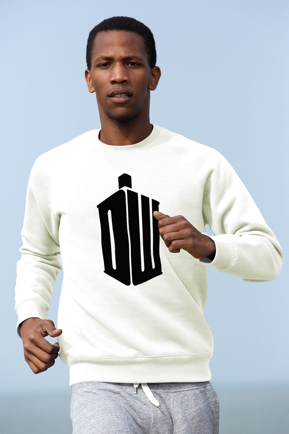 Unisex Doctor Who Baskılı Beyaz Sweatshirt