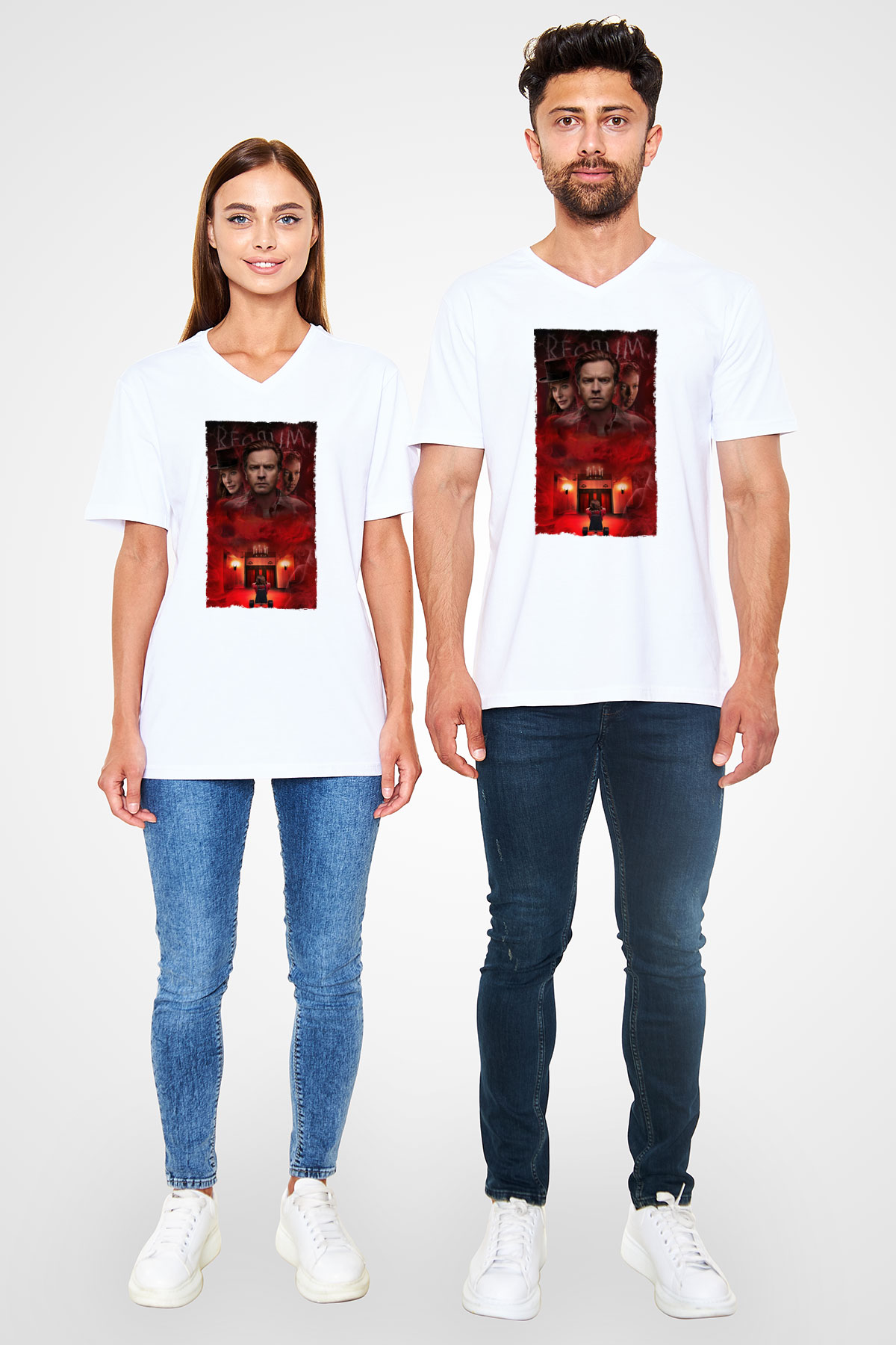 Unisex Doktor Uyku - Doctor Sleep Baskılı Beyaz V Yaka Tshirt