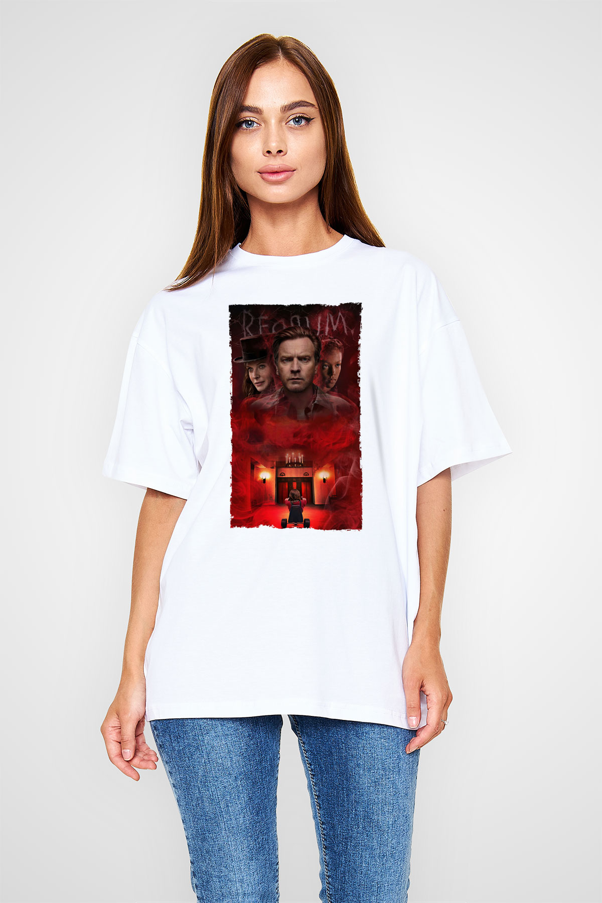 Unisex Doktor Uyku - Doctor Sleep Baskılı Beyaz Oversize Oversize T-shirt