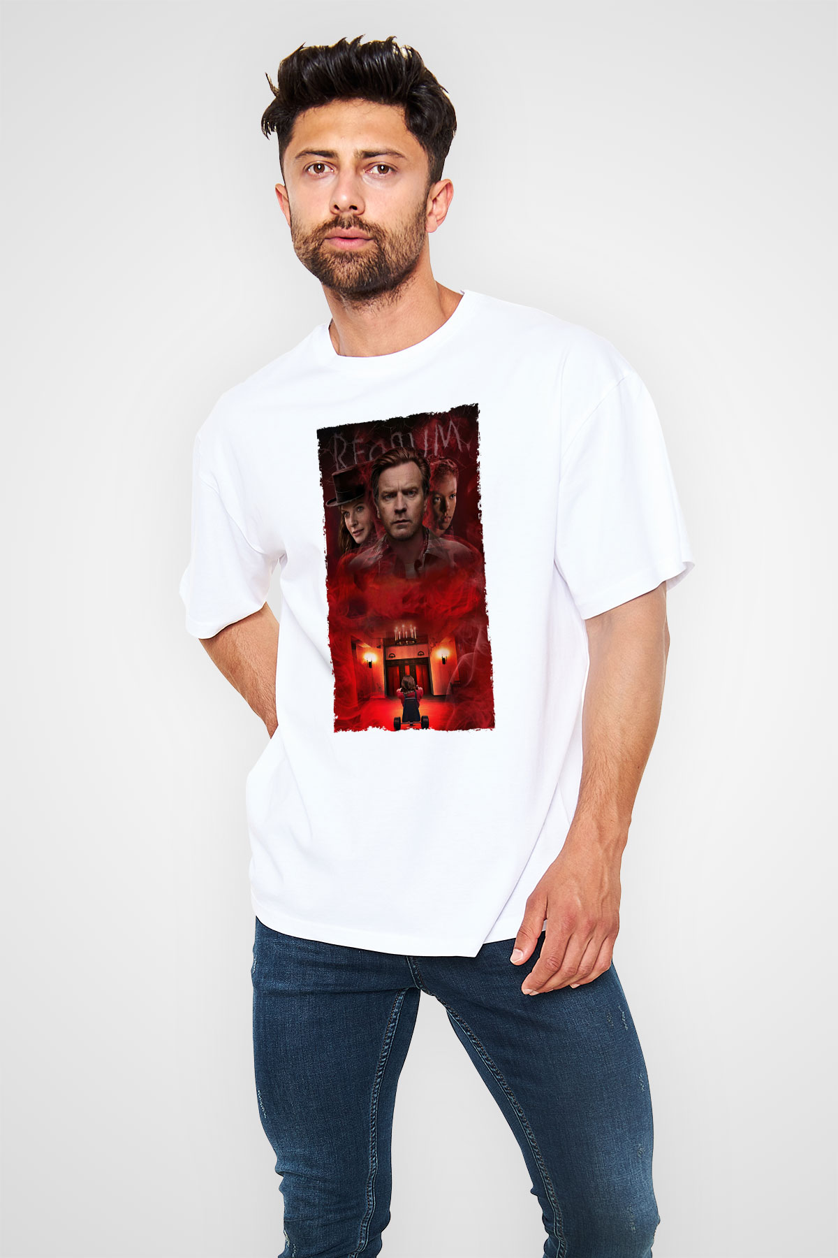 Unisex Doktor Uyku - Doctor Sleep Baskılı Beyaz Oversize Oversize T-shirt