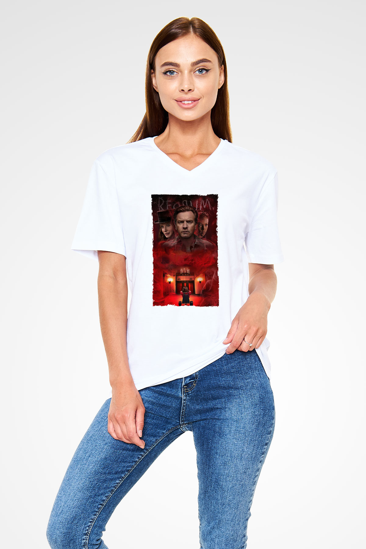 Unisex Doktor Uyku - Doctor Sleep Baskılı Beyaz V Yaka Tshirt