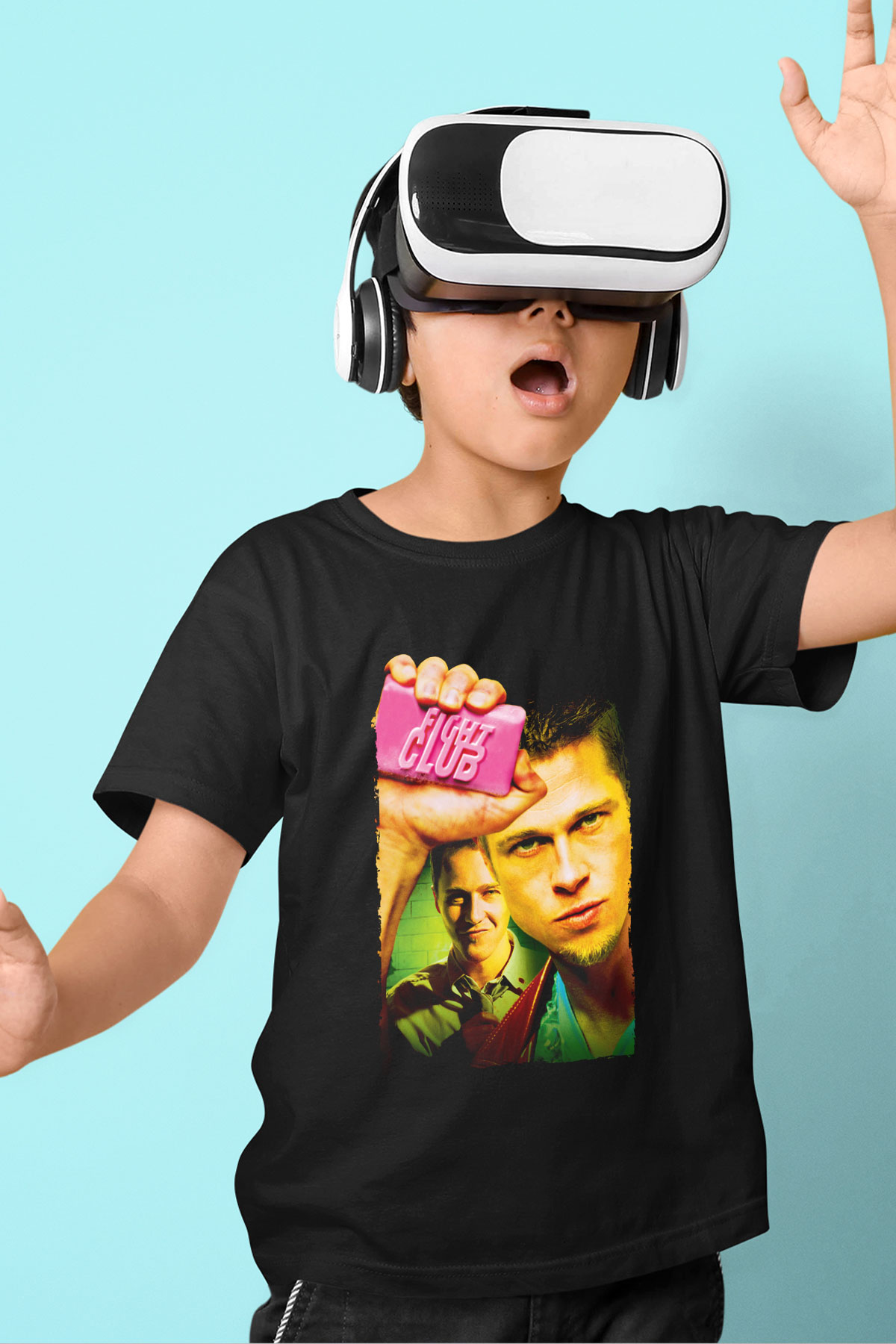 Unisex Dövüş Kulübü (Fight Club) Baskılı Siyah Çocuk T-shirt