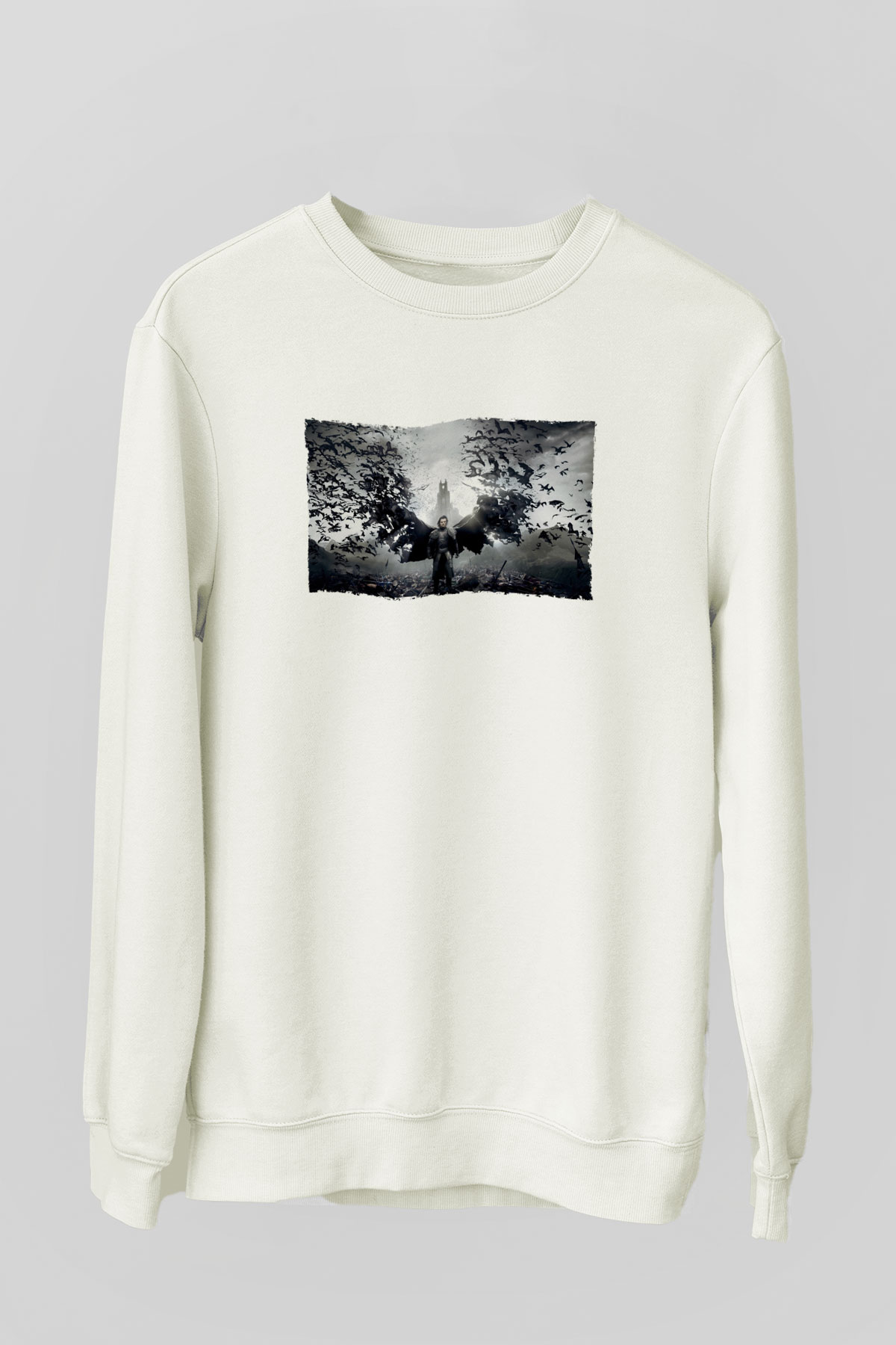 Unisex Dracula Untold Baskılı Beyaz Sweatshirt