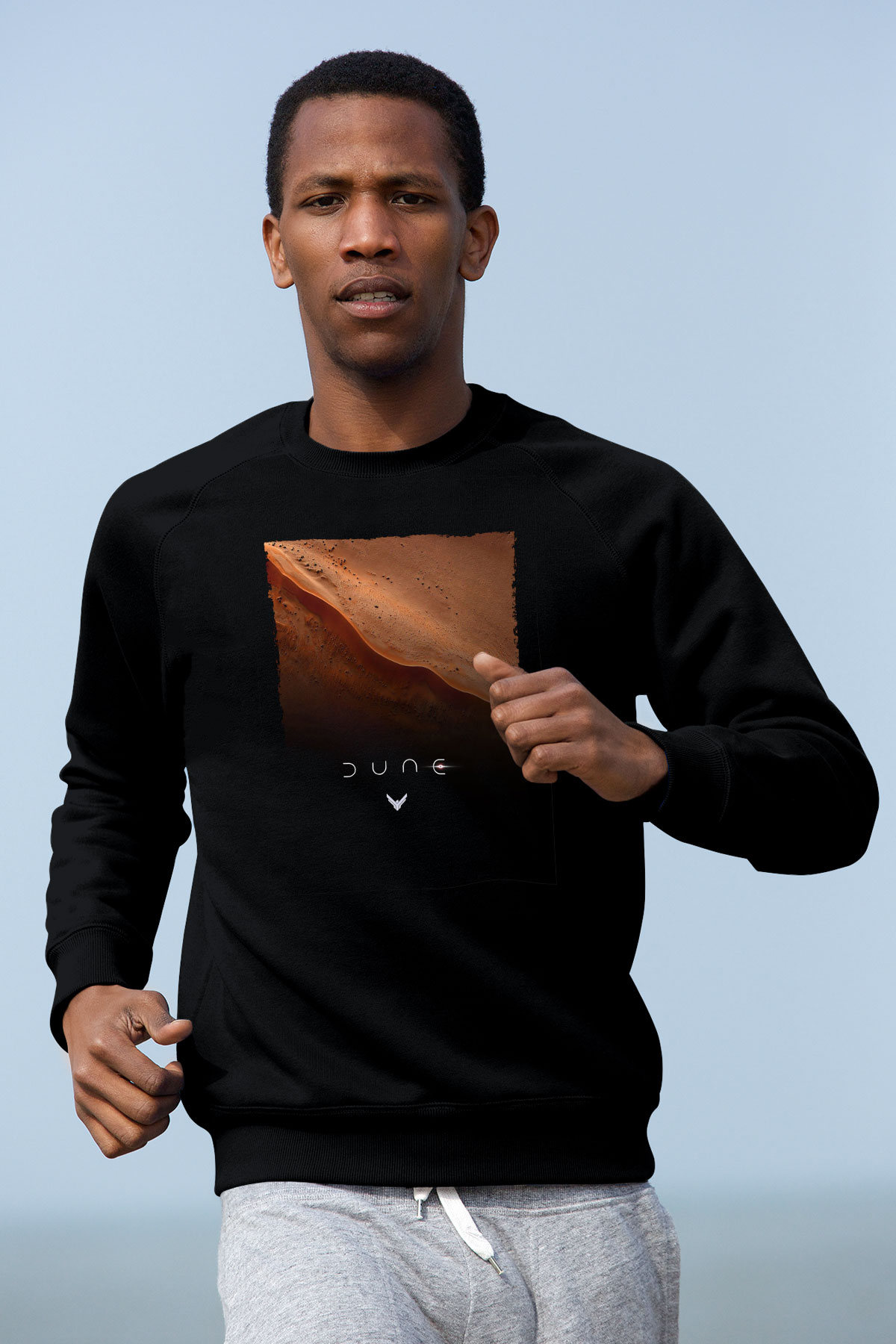 Unisex Dune Çöl Gezegeni (Dune) Baskılı Siyah Sweatshirt