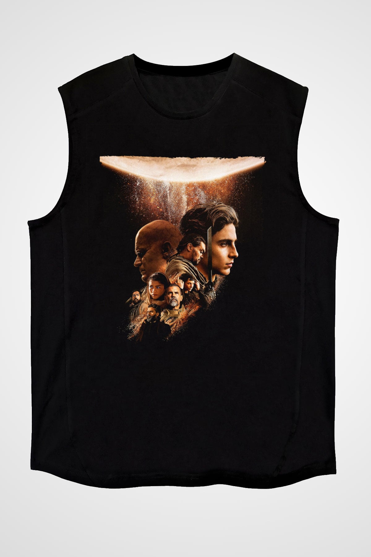 Unisex Dune Part Two Baskılı Siyah Kolsuz T-shirt