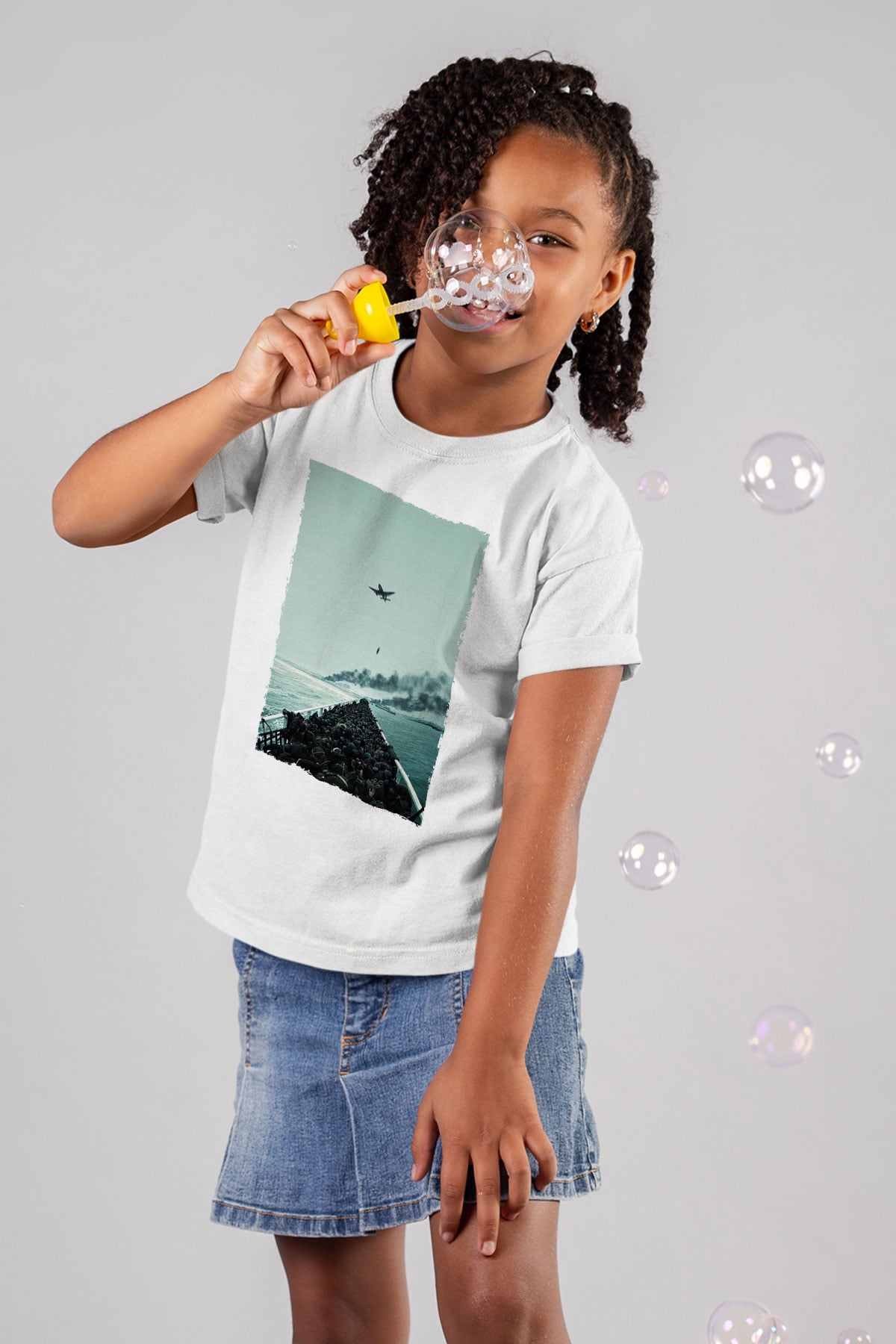 Unisex Dunkirk Baskılı Beyaz Çocuk Tshirt