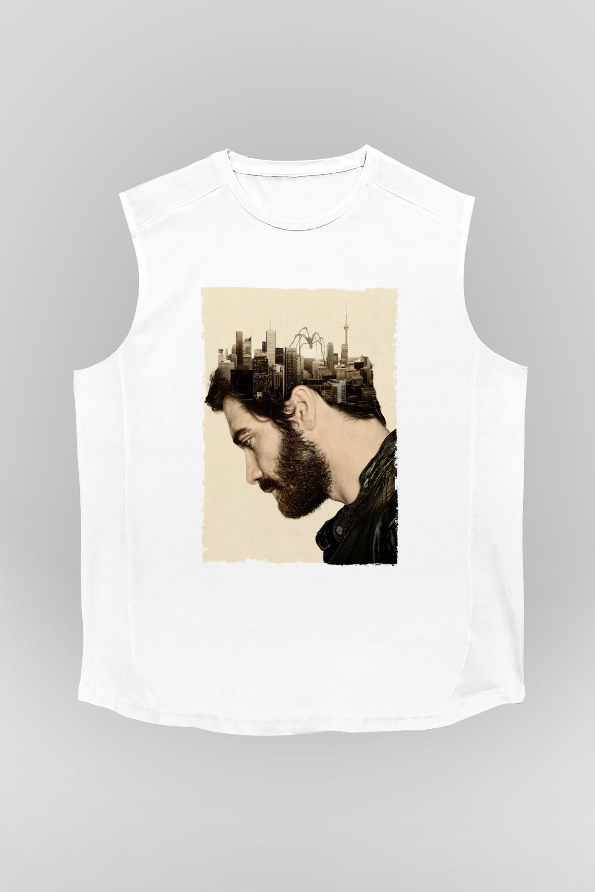 Unisex Düşman (Enemy) Baskılı Beyaz Kolsuz Tshirt