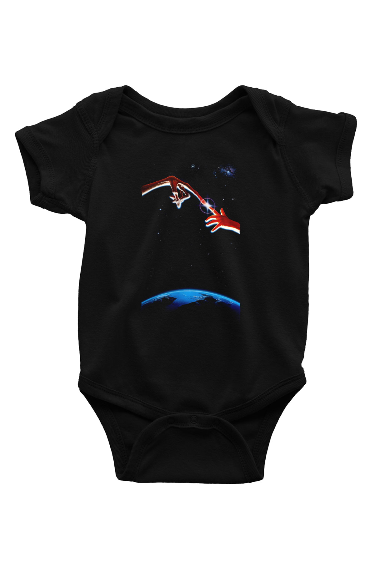 Unisex E.T. (E.T. the Extra-Terrestrial) Baskılı Siyah Bebek Body - Zıbın