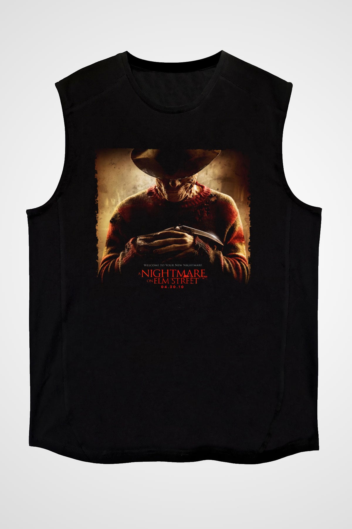 Unisex Elm Sokağında Kâbus (A Nightmare on Elm Street) Baskılı Siyah Kolsuz Tişört