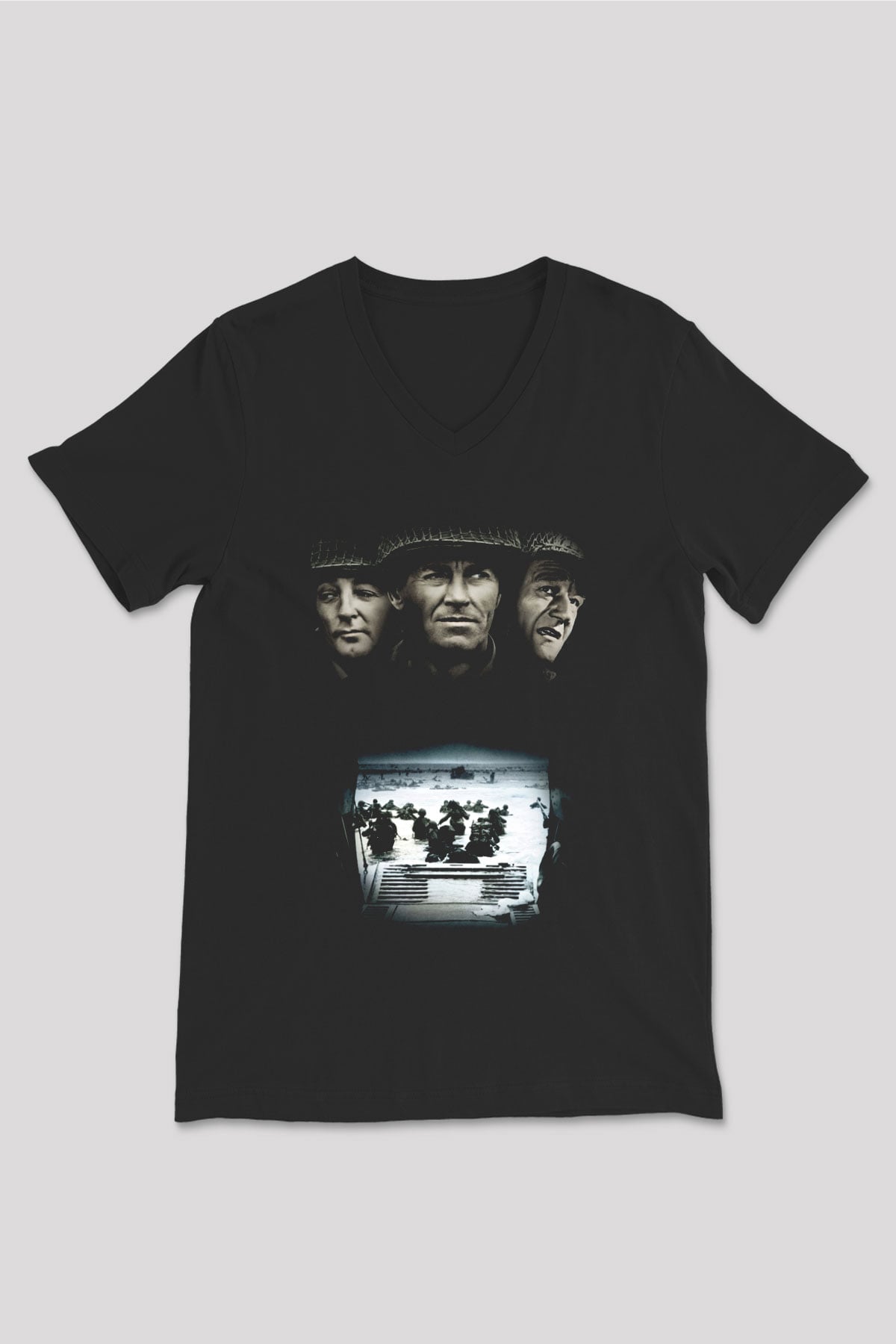 Unisex En Uzun Gün (The Longest Day) Baskılı Siyah V Yaka T-shirt
