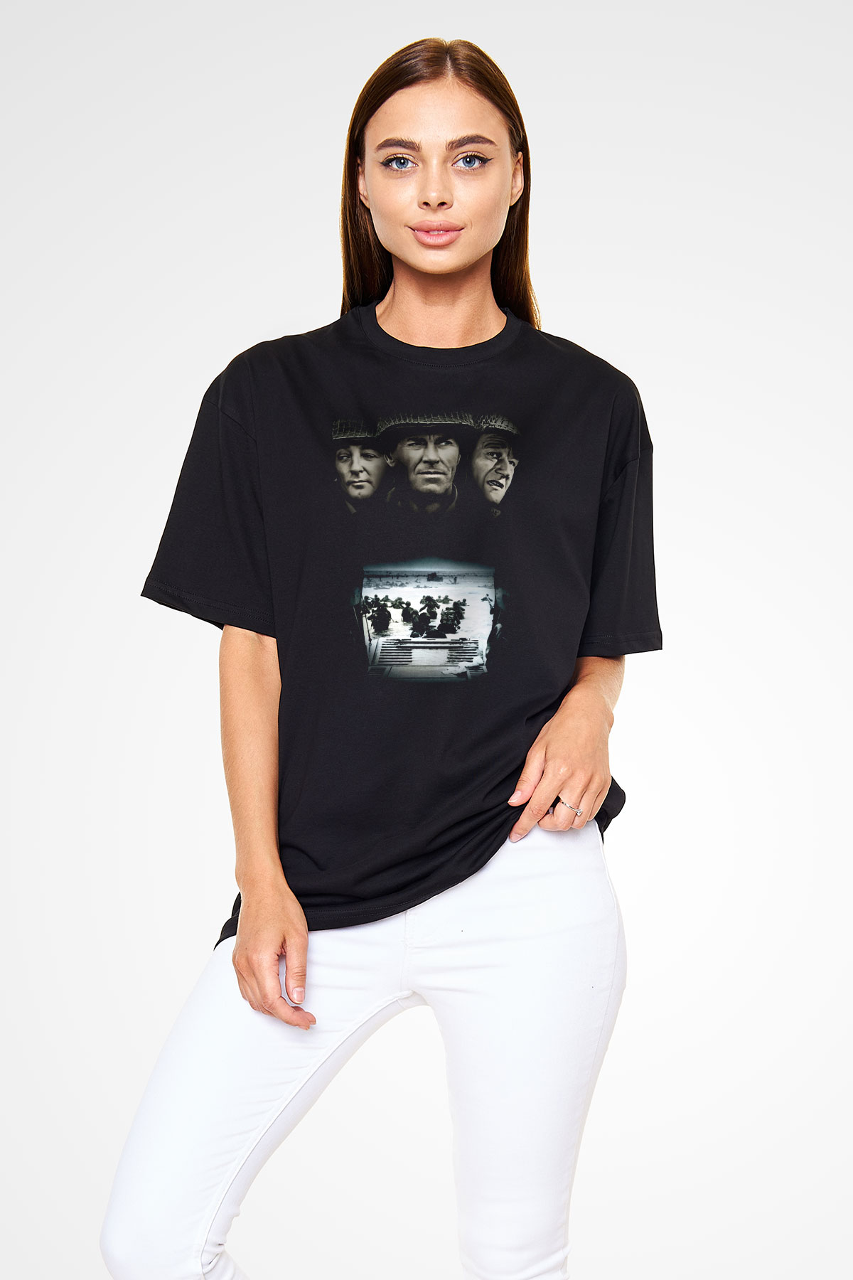 Unisex En Uzun Gün (The Longest Day) Baskılı Siyah Oversize T-shirt