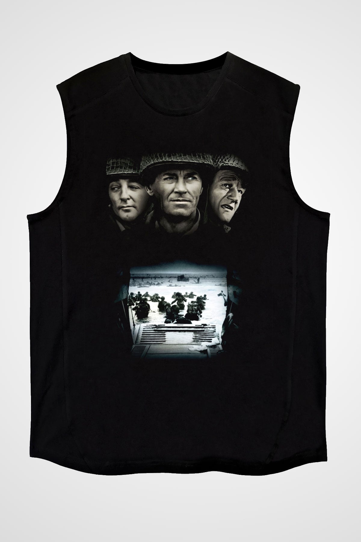 Unisex En Uzun Gün (The Longest Day) Baskılı Siyah Kolsuz T-shirt