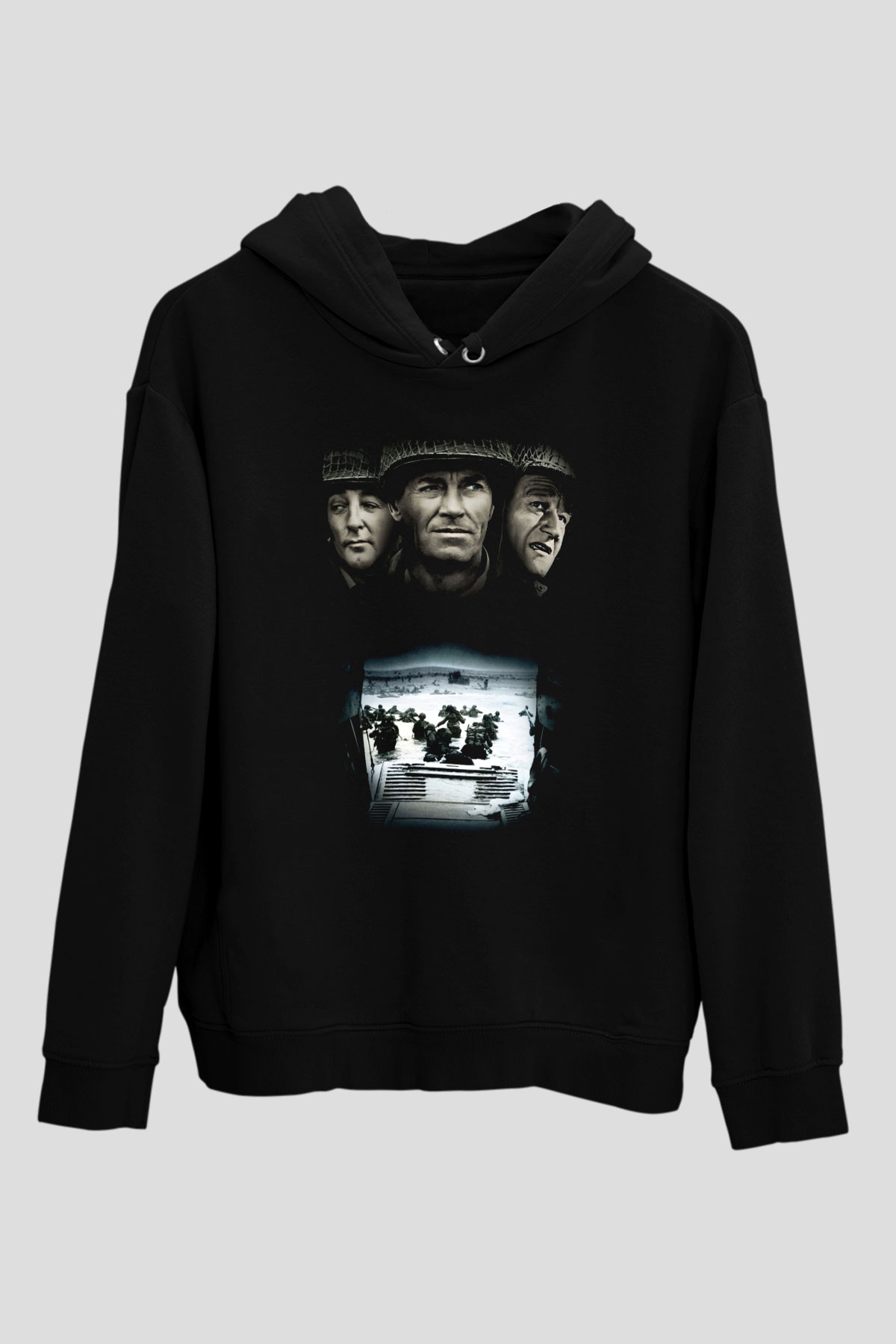 Unisex En Uzun Gün (The Longest Day) Baskılı Siyah Kapüşonlu Sweatshirt