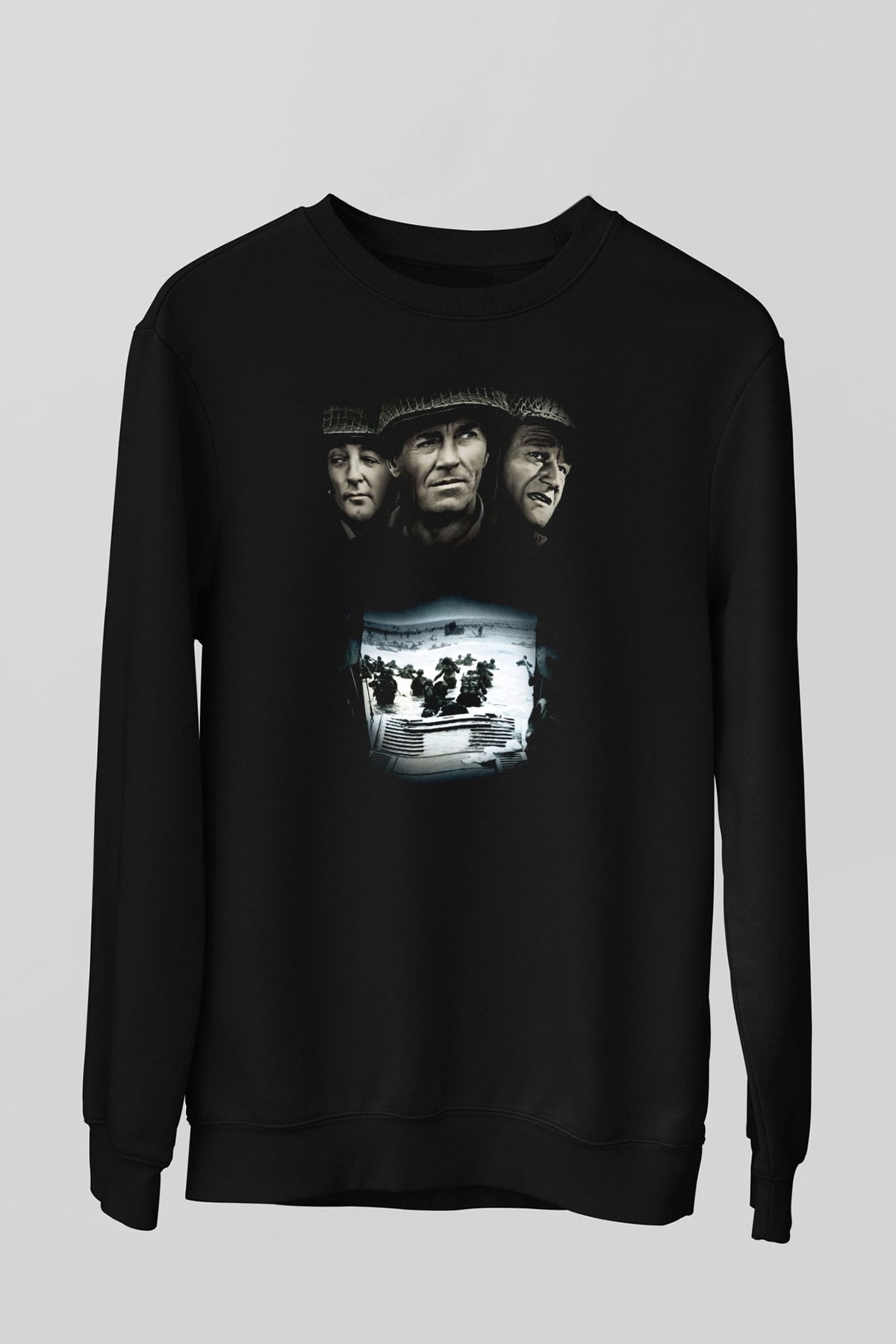 Unisex En Uzun Gün (The Longest Day) Baskılı Siyah Sweatshirt