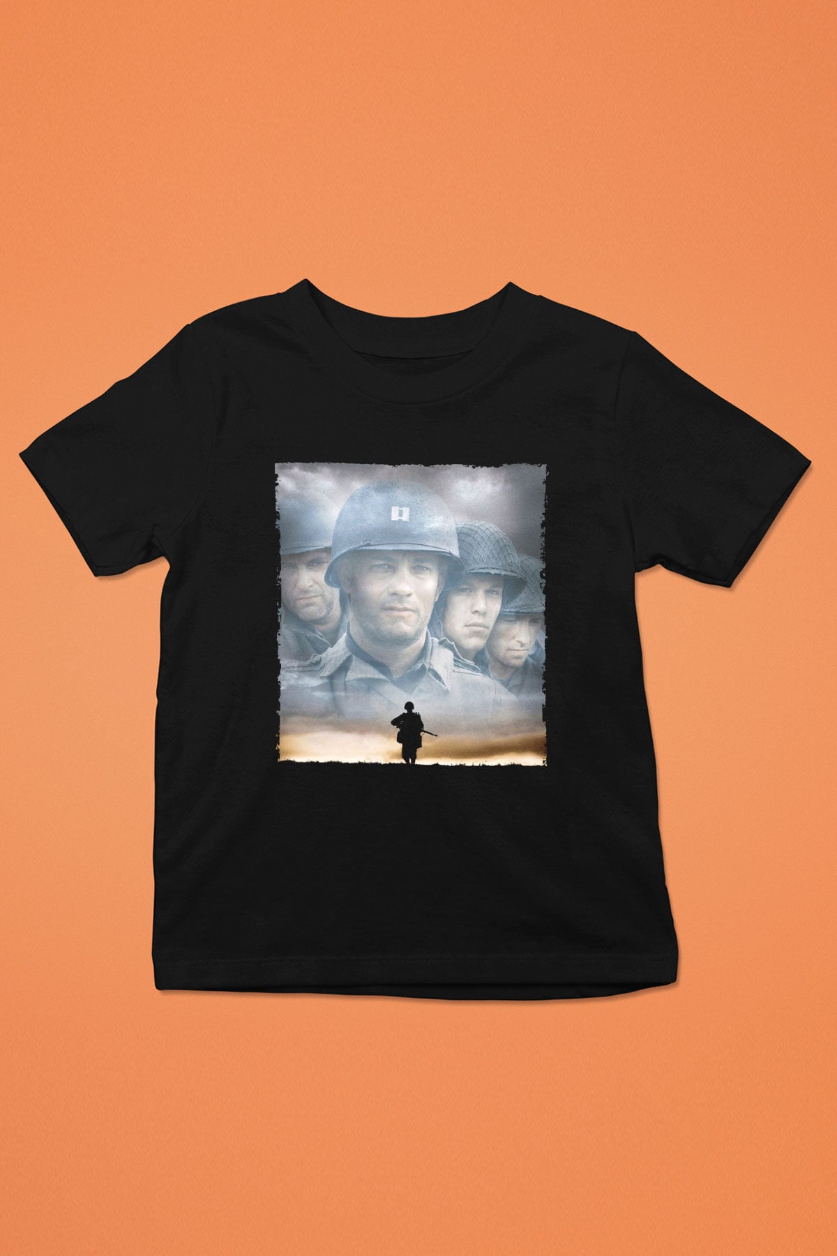 Unisex Er Ryanı Kurtarmak (Saving Private Ryan) Baskılı Siyah Çocuk Tişört