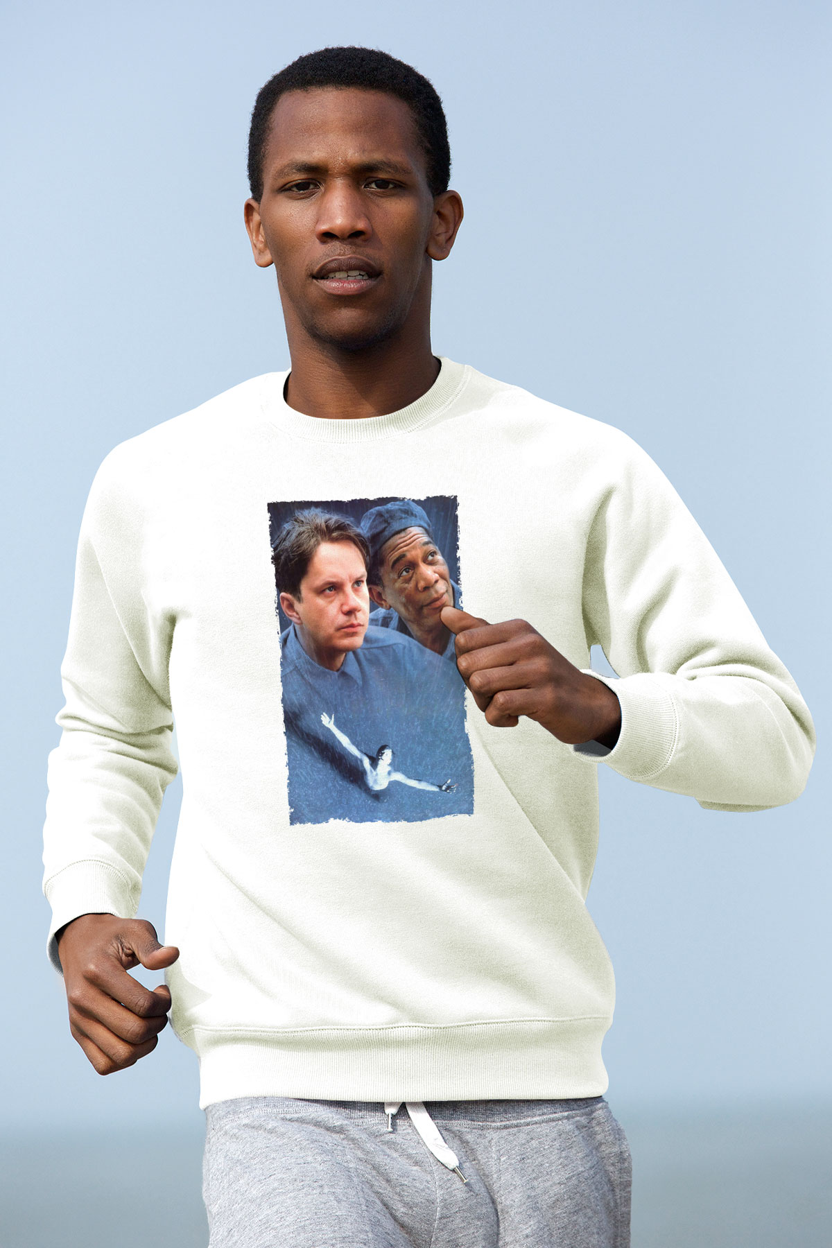 Unisex Esaretin Bedeli (The Shawshank Redemption) Baskılı Beyaz Sweatshirt