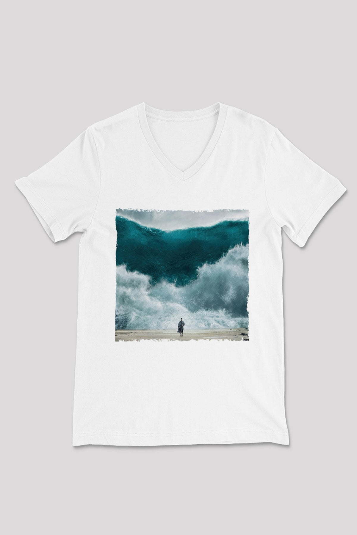 Unisex Exodus Gods and Kings Baskılı Beyaz V Yaka Tshirt