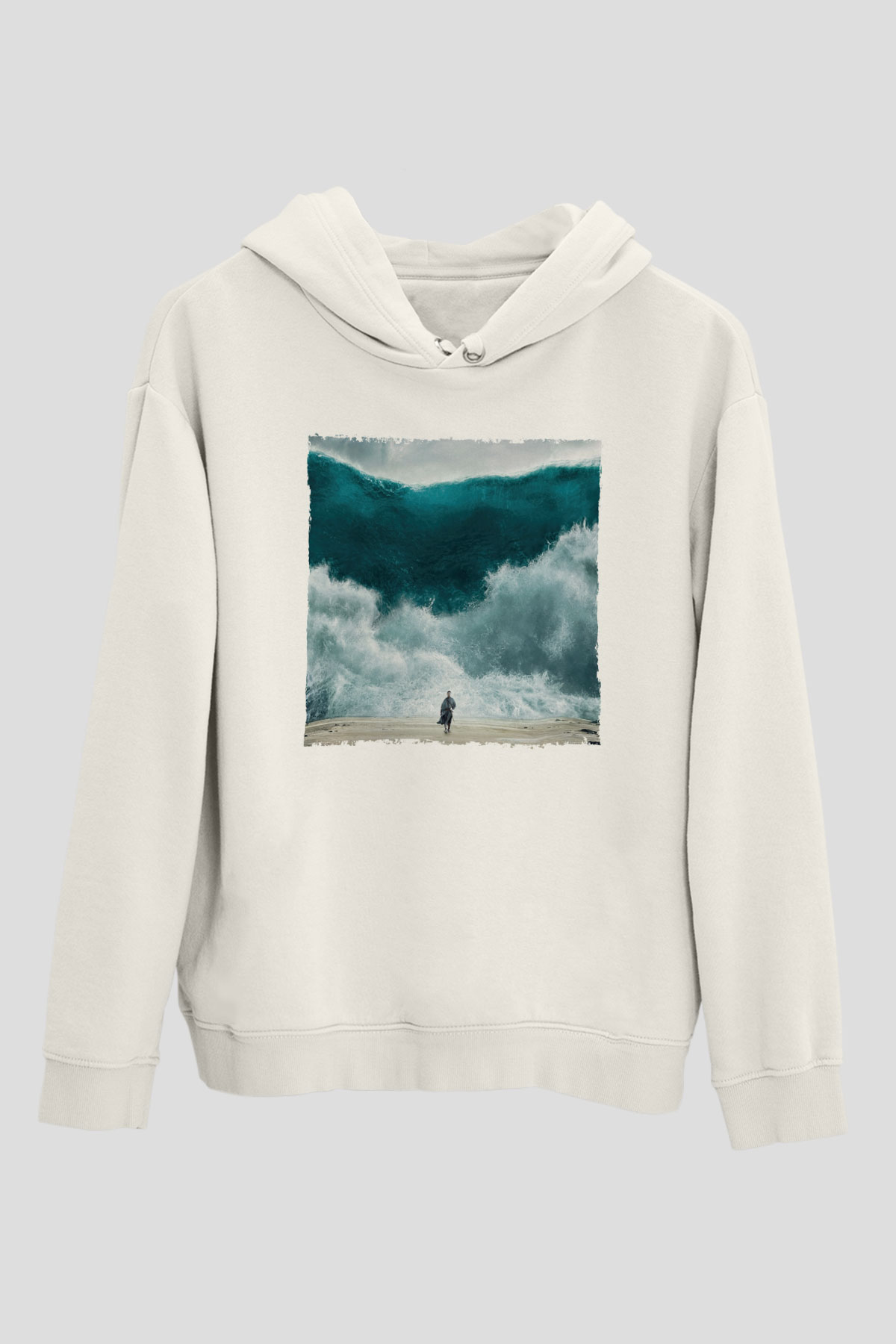 Unisex Exodus Gods and Kings Baskılı Beyaz Kapüşonlu Sweatshirt