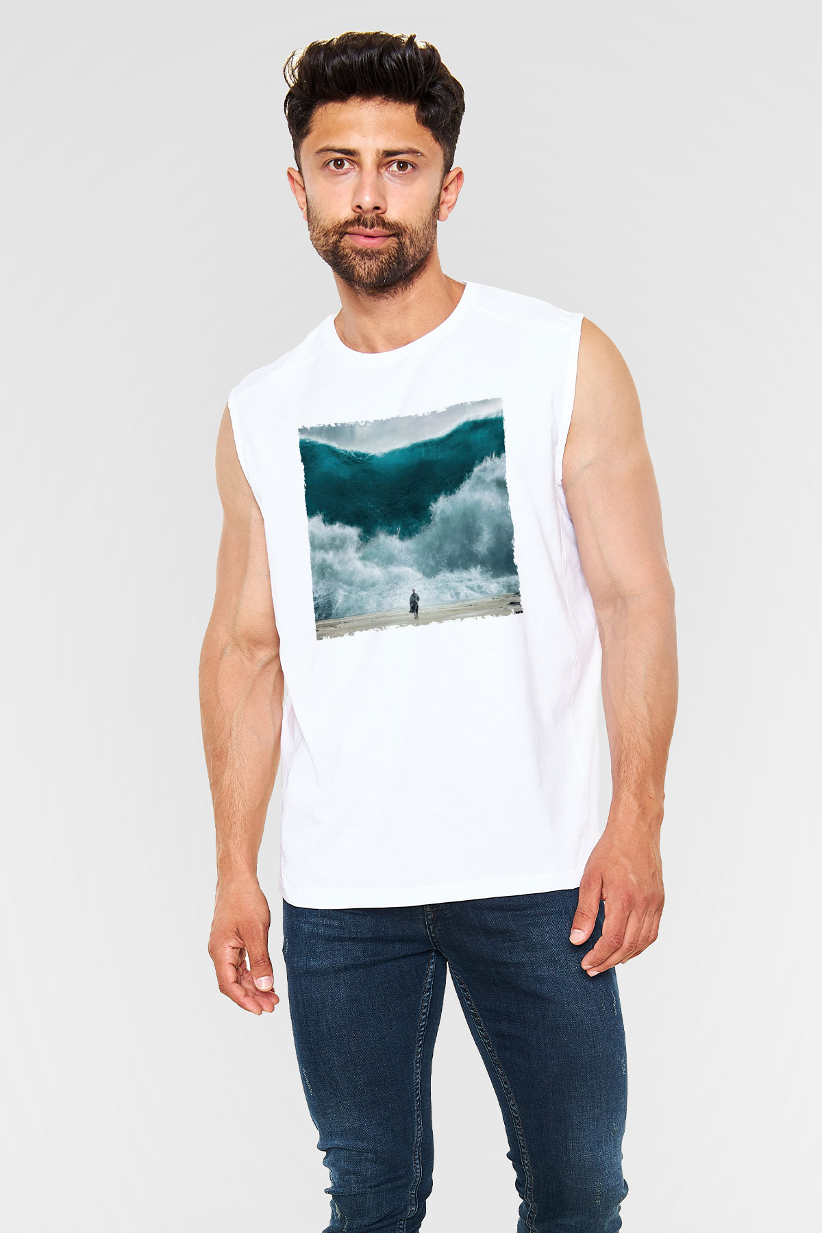 Unisex Exodus Gods and Kings Baskılı Beyaz Kolsuz Tshirt