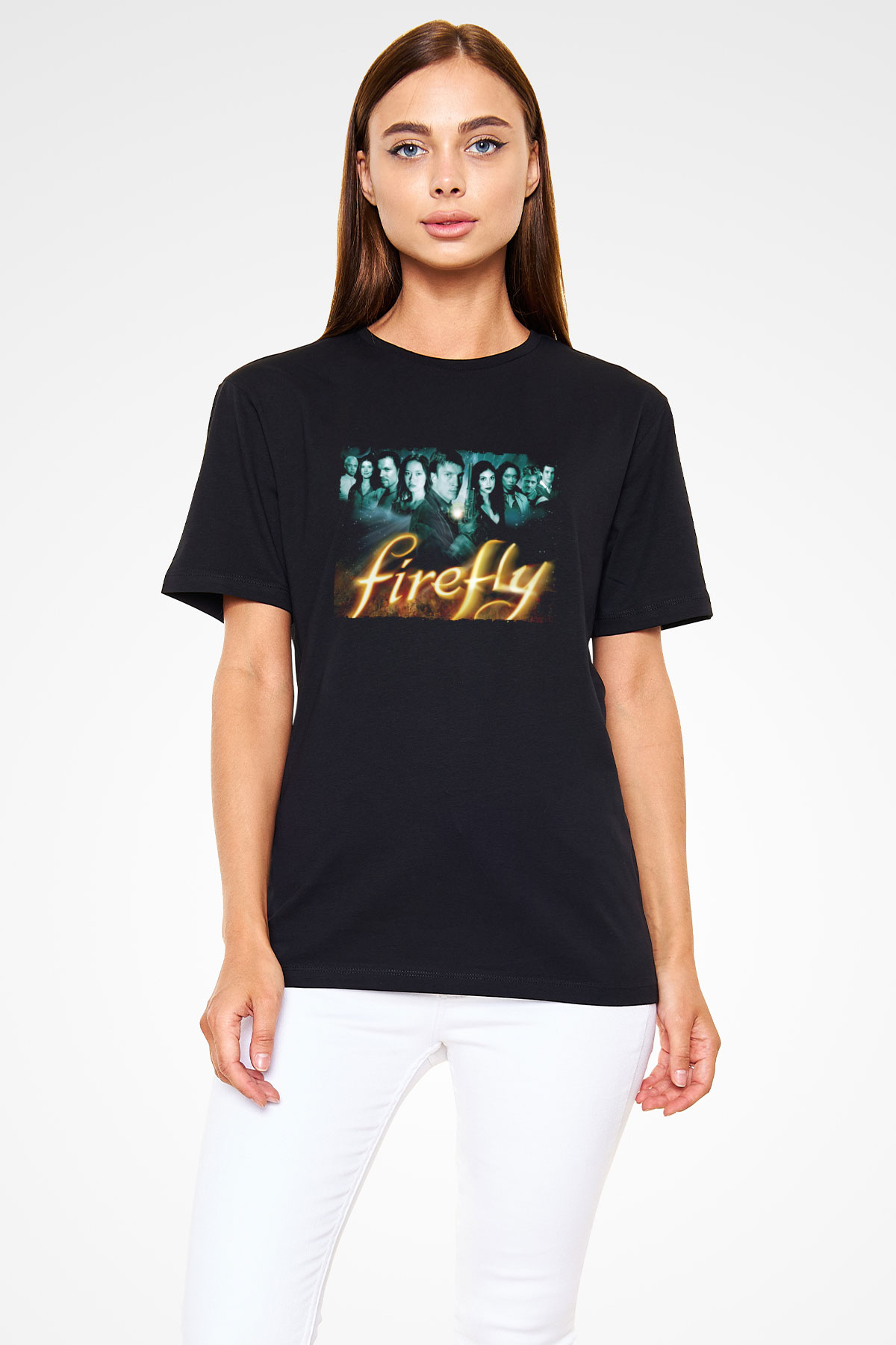 Firefly Baskılı Siyah Tişört