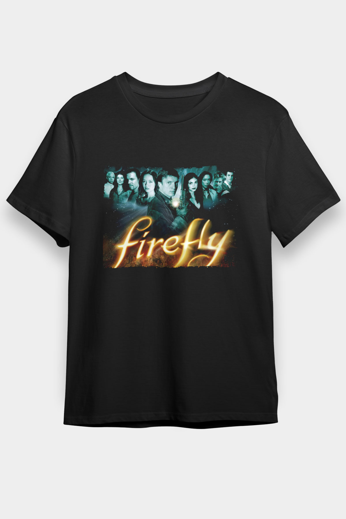 Firefly Baskılı Siyah Tişört