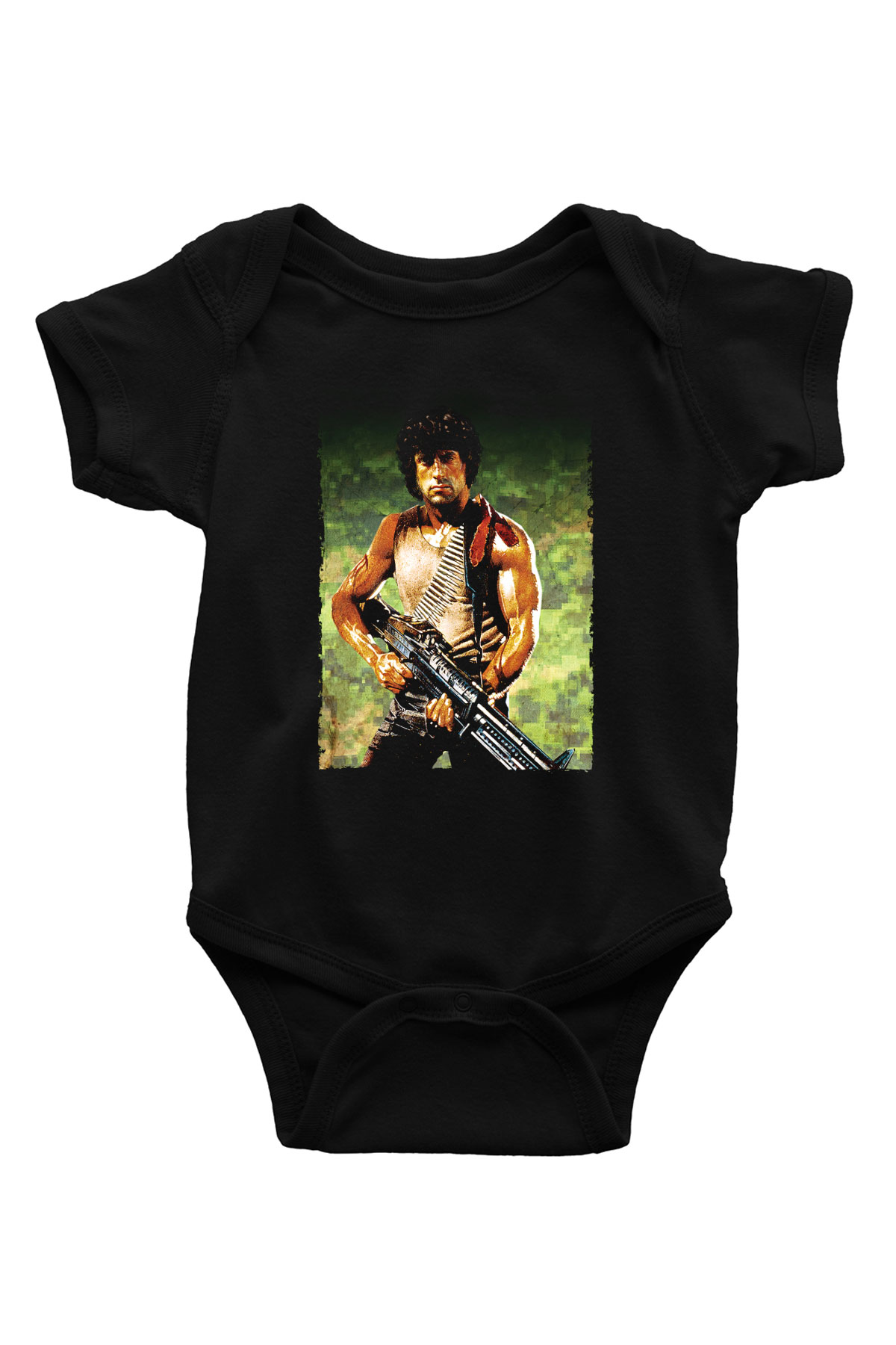 Unisex First Blood Baskılı Siyah Bebek Body - Zıbın
