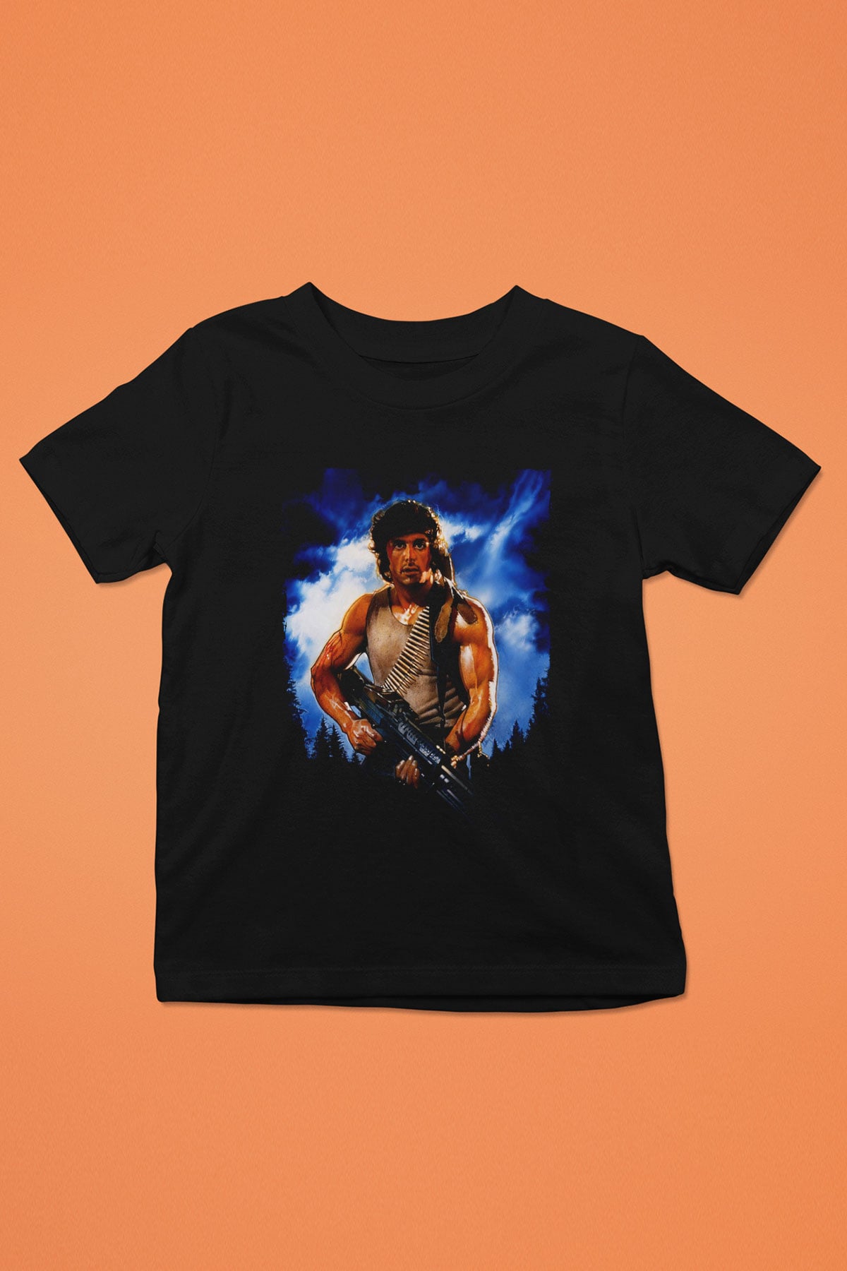 Unisex First Blood Baskılı Siyah Çocuk Tshirt