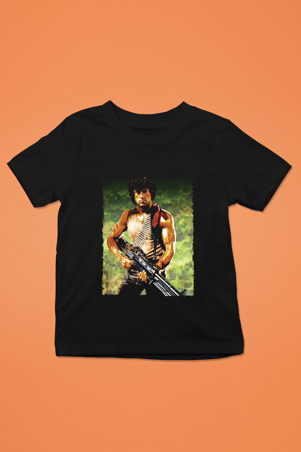 Unisex First Blood Baskılı Siyah Çocuk Tişört