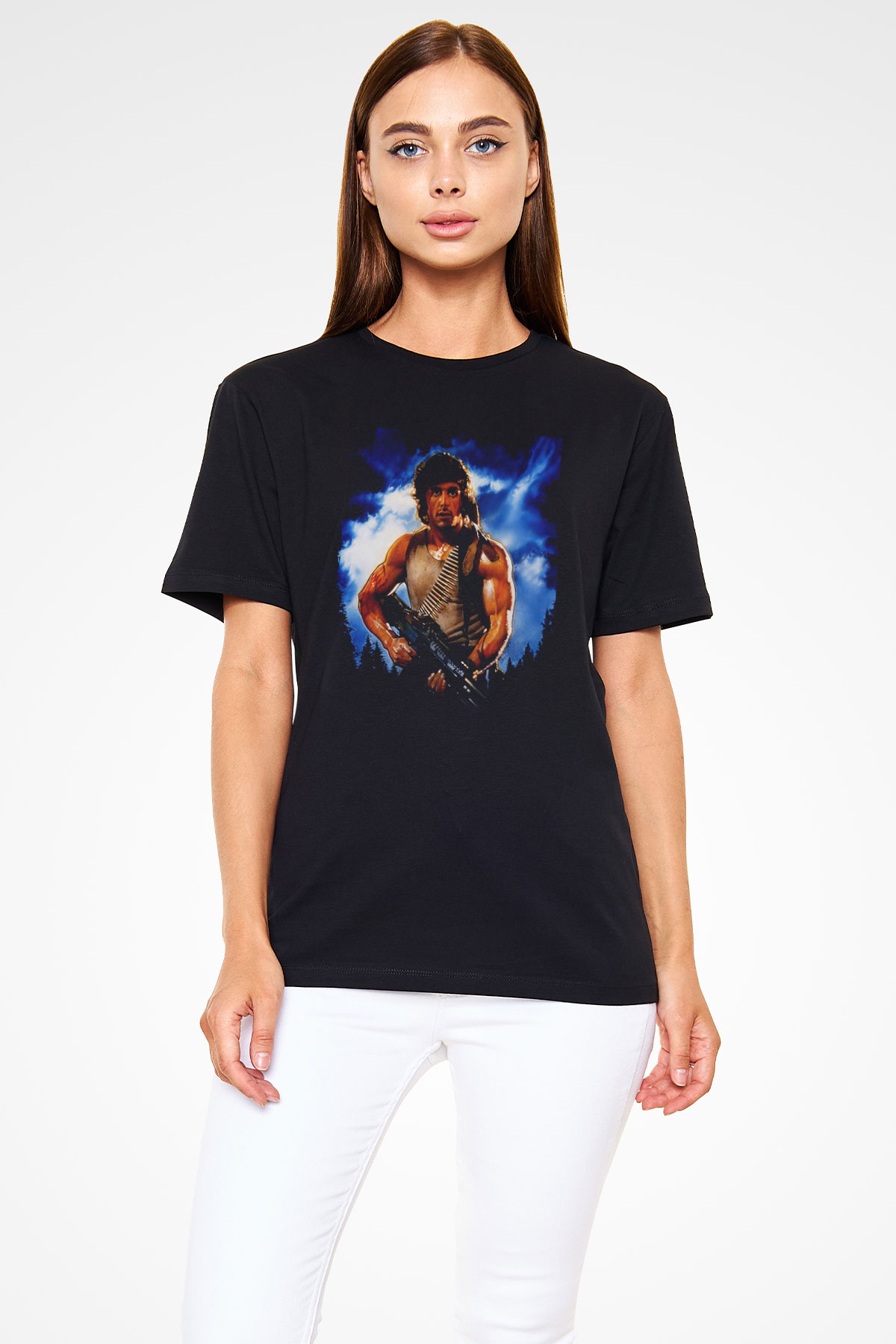 First Blood Baskılı Siyah Tshirt