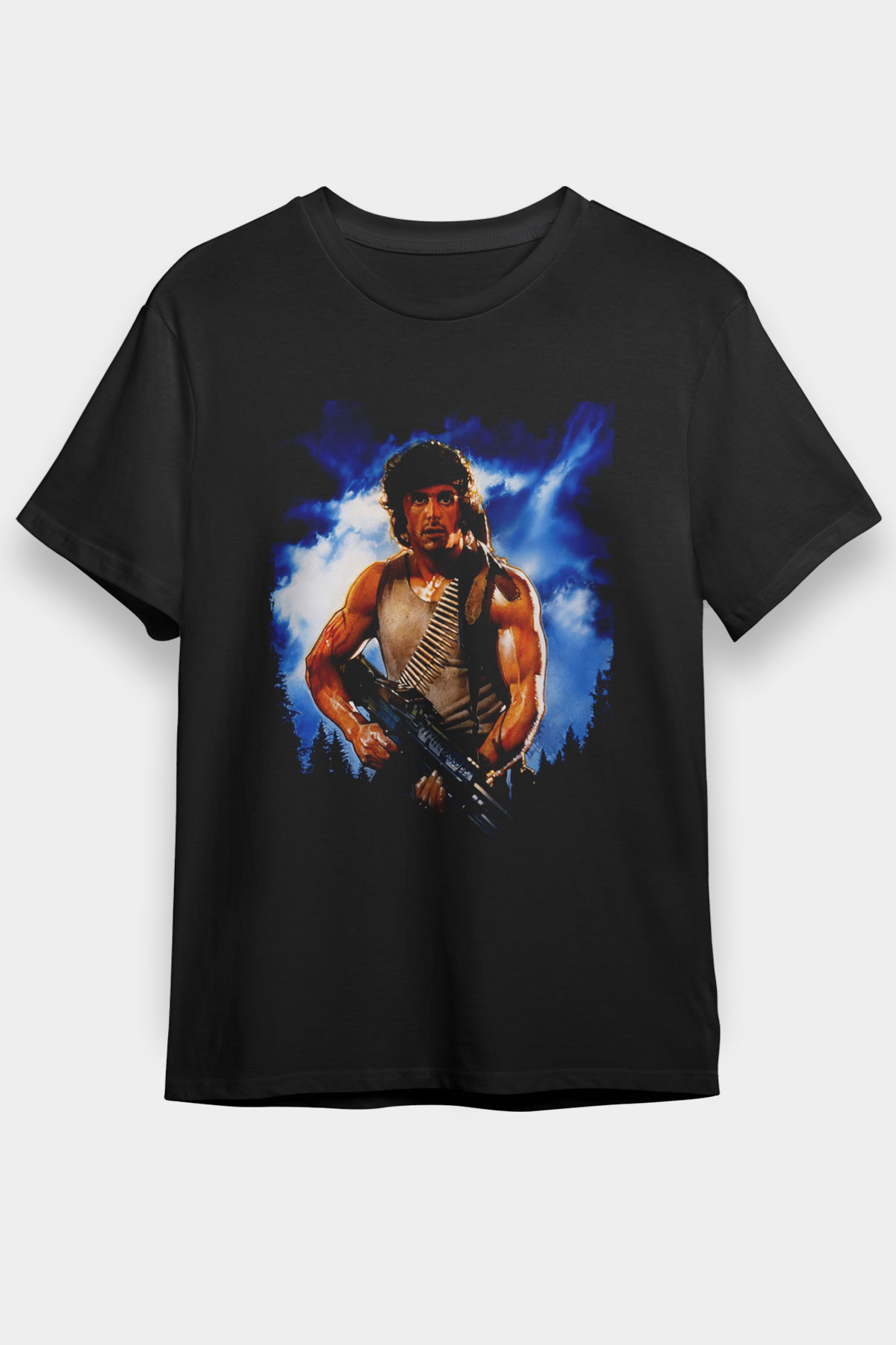 First Blood Baskılı Siyah Tshirt