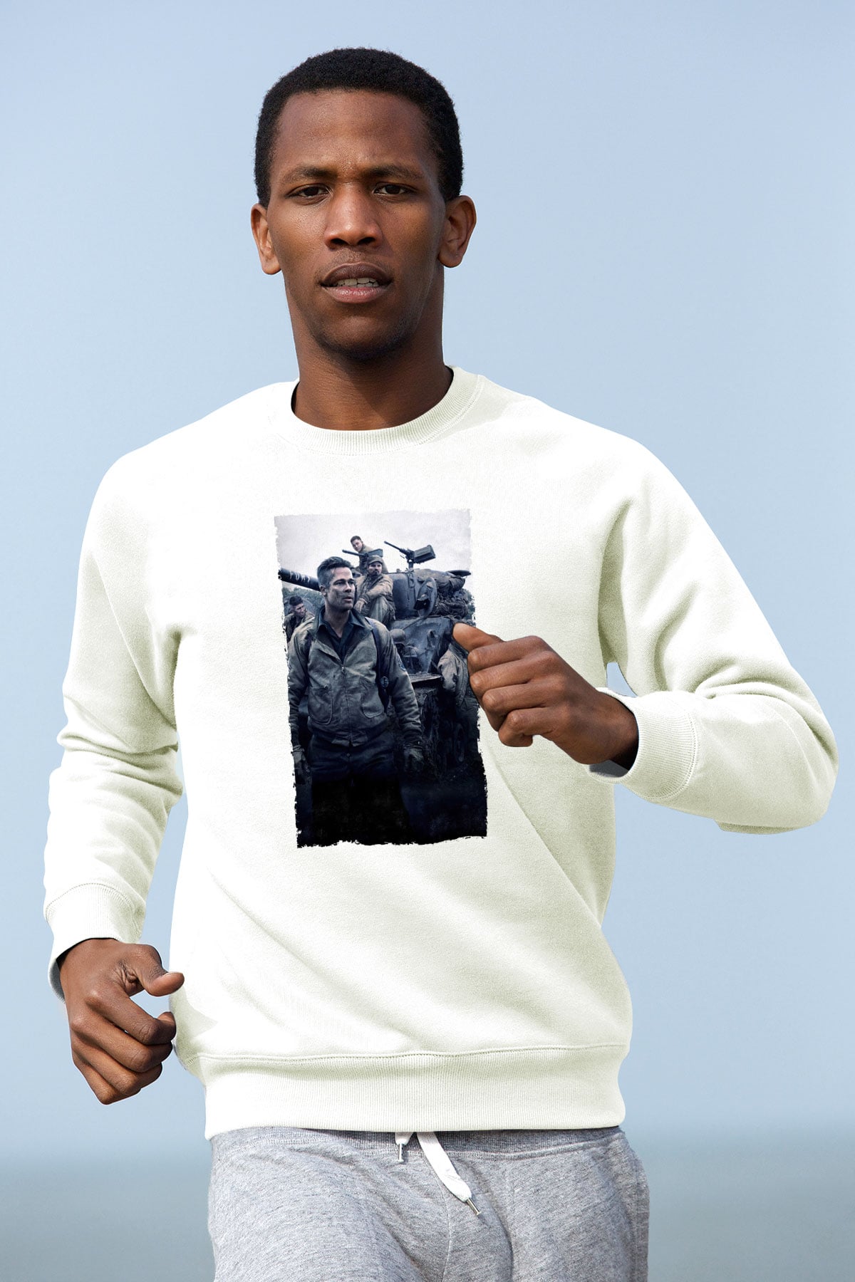 Unisex Fury Baskılı Beyaz Sweatshirt