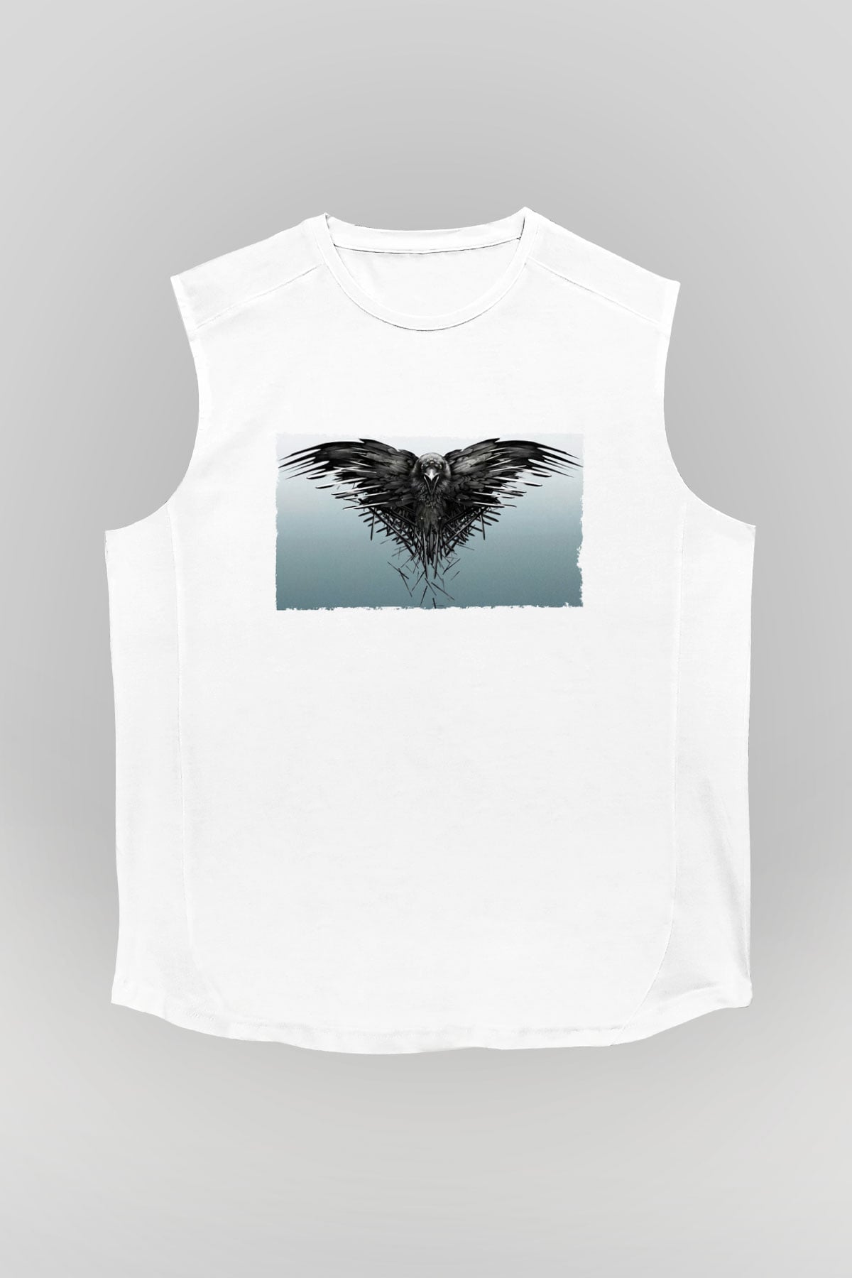 Unisex Game of Thrones Baskılı Beyaz Kolsuz Tshirt