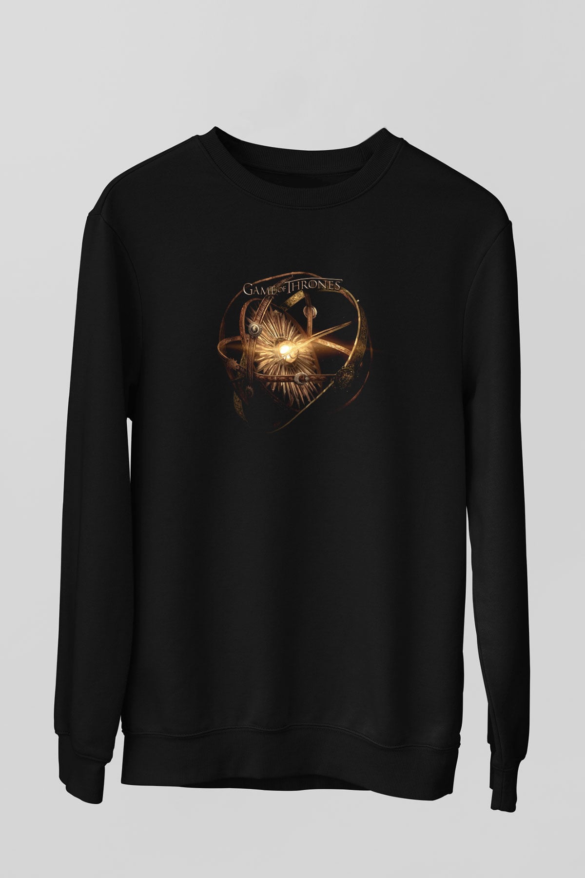 Unisex Game of Thrones Baskılı Siyah Sweatshirt