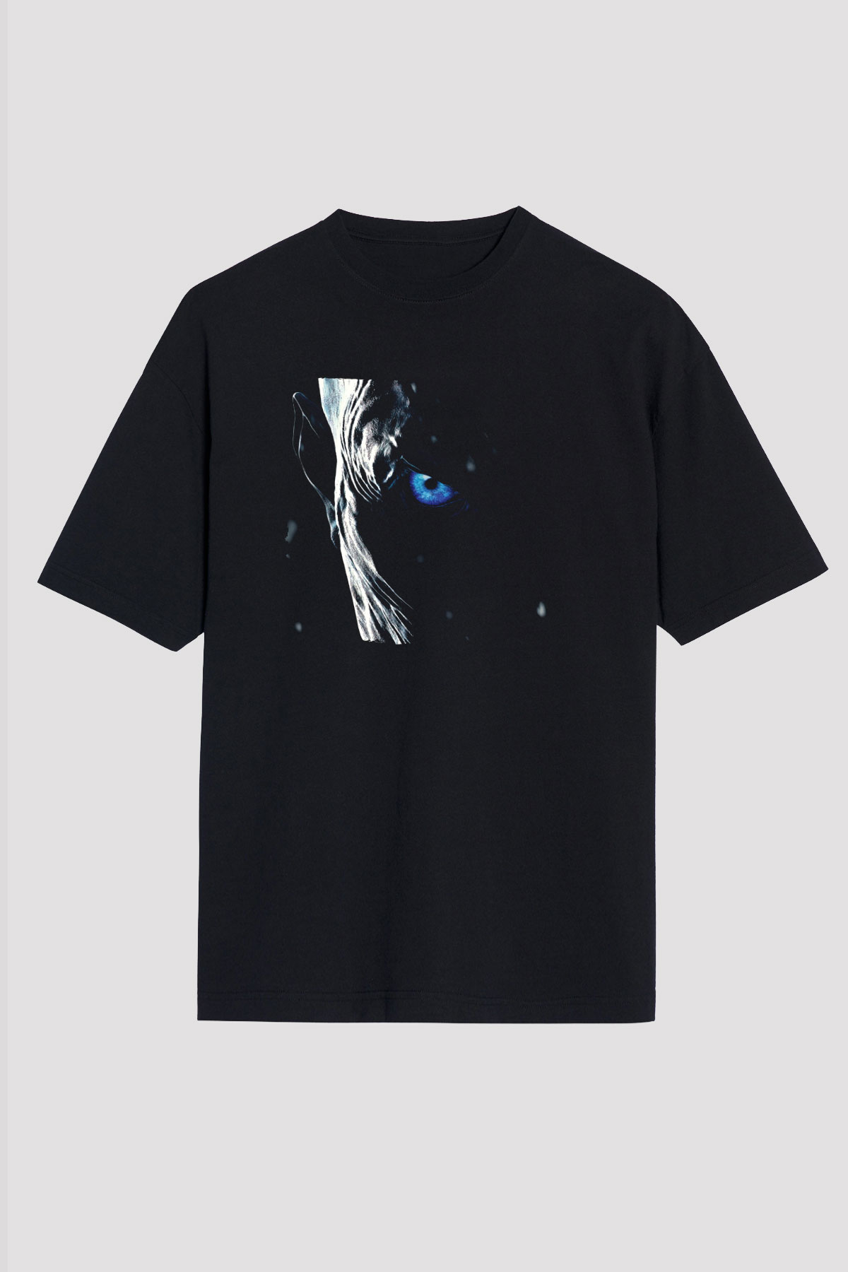 Unisex Game of Thrones Baskılı Siyah Unisex Oversize Tişört
