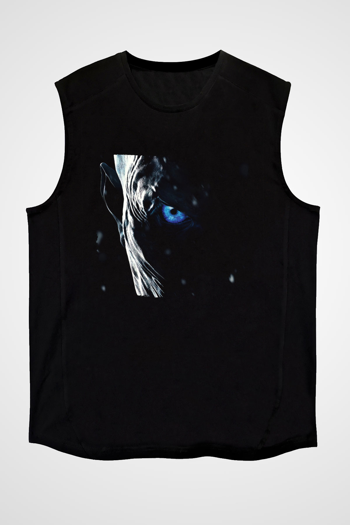 Unisex Game of Thrones Baskılı Siyah Unisex Kolsuz Tişört
