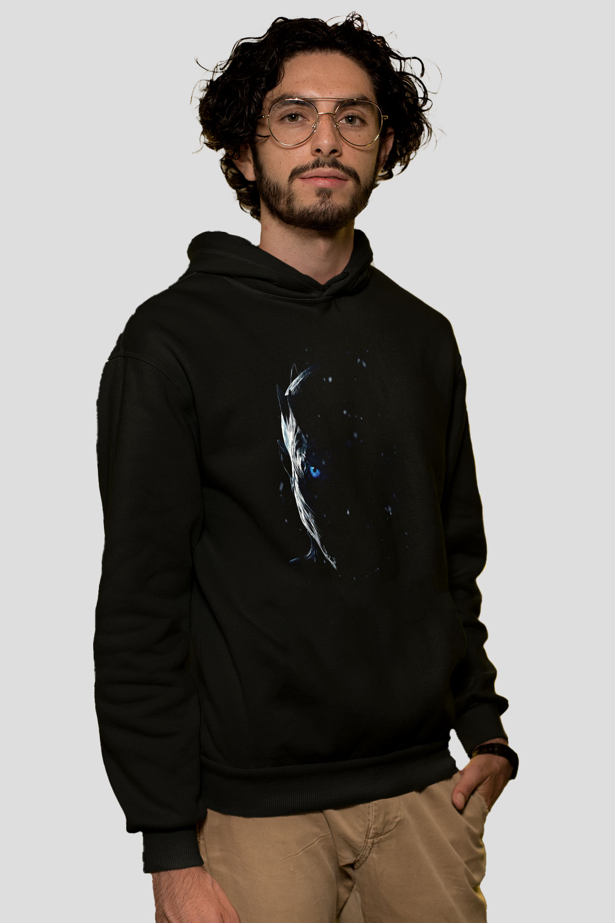 Unisex Game of Thrones Baskılı Siyah Unisex Kapüşonlu Sweatshirt