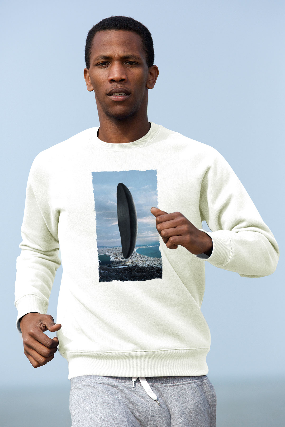 Unisex Geliş Arrival Baskılı Beyaz Sweatshirt