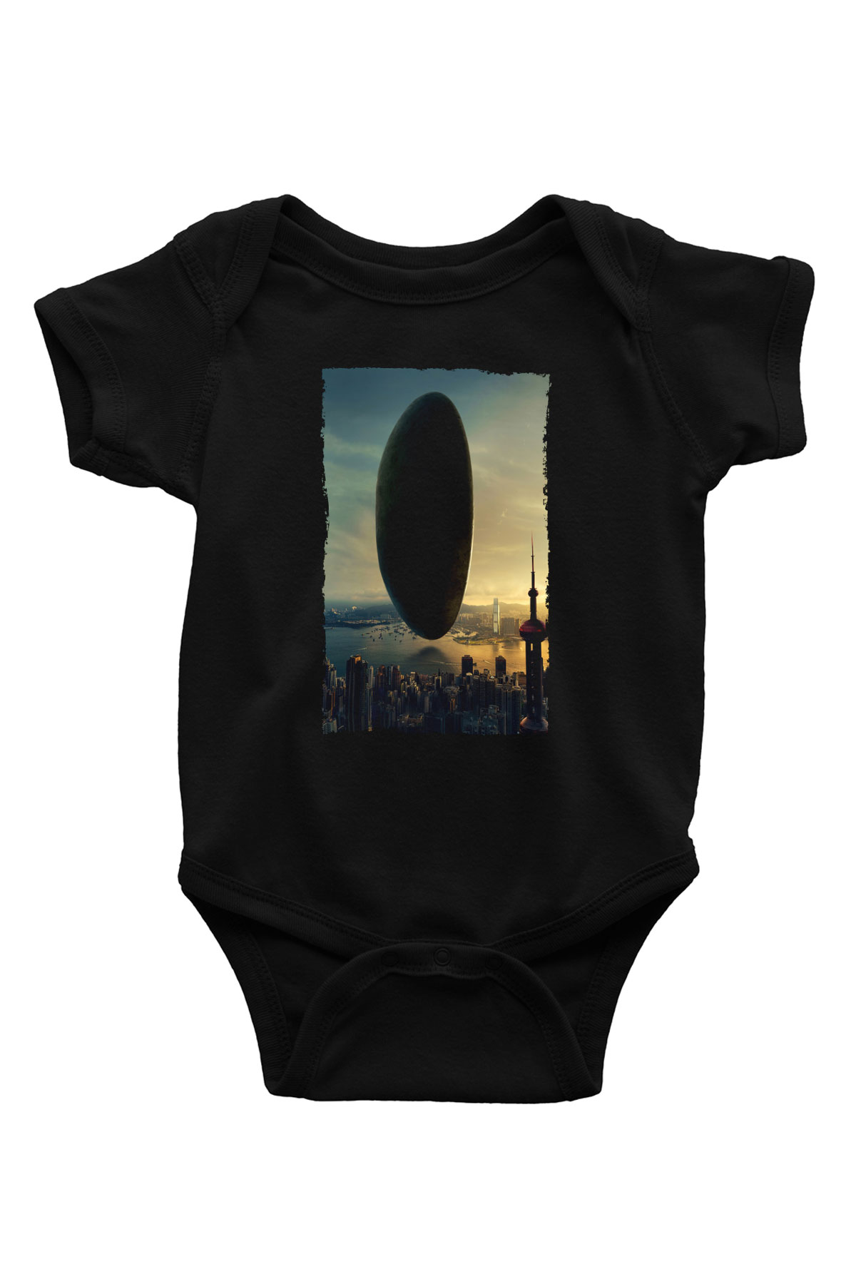 Unisex Geliş (Arrival) Baskılı Siyah Bebek Body - Zıbın
