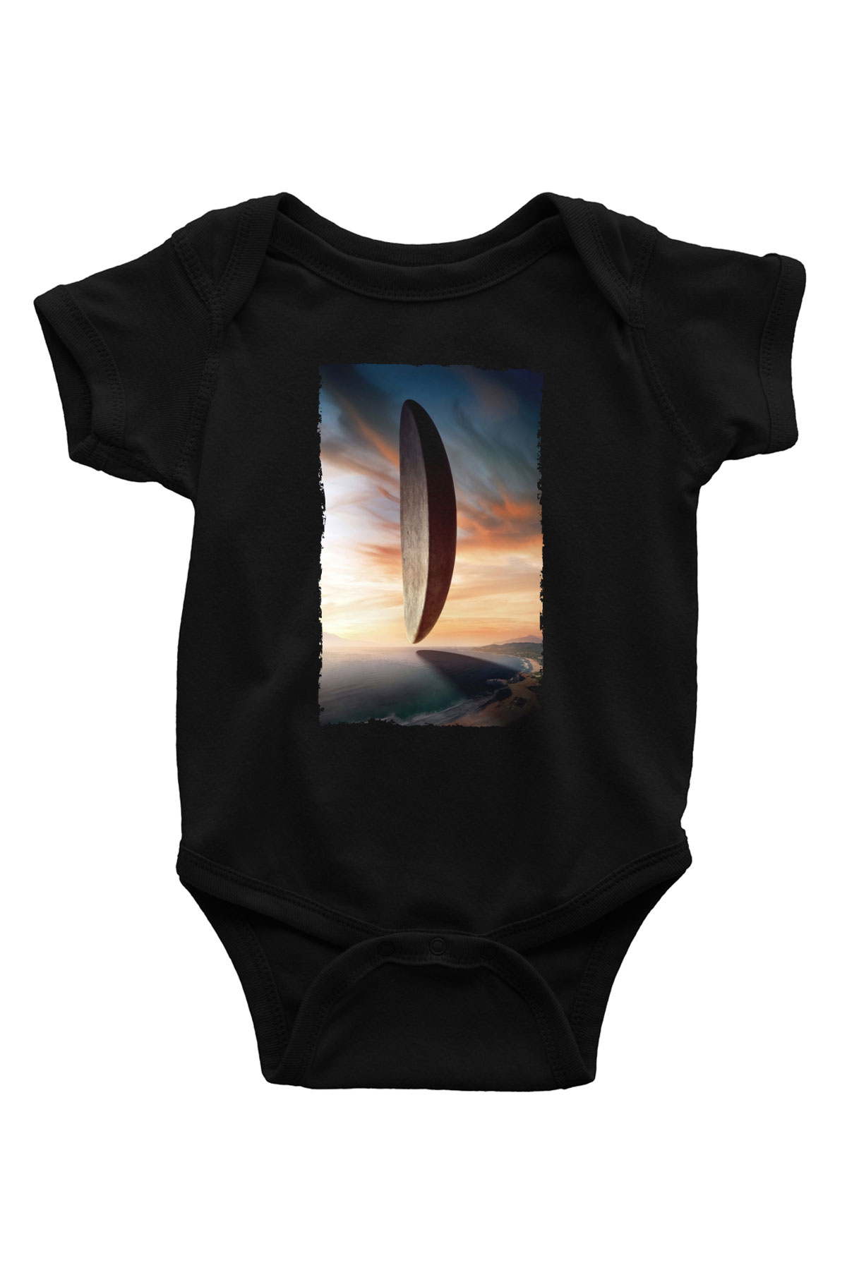 Unisex Geliş (Arrival) Baskılı Siyah Bebek Body - Zıbın