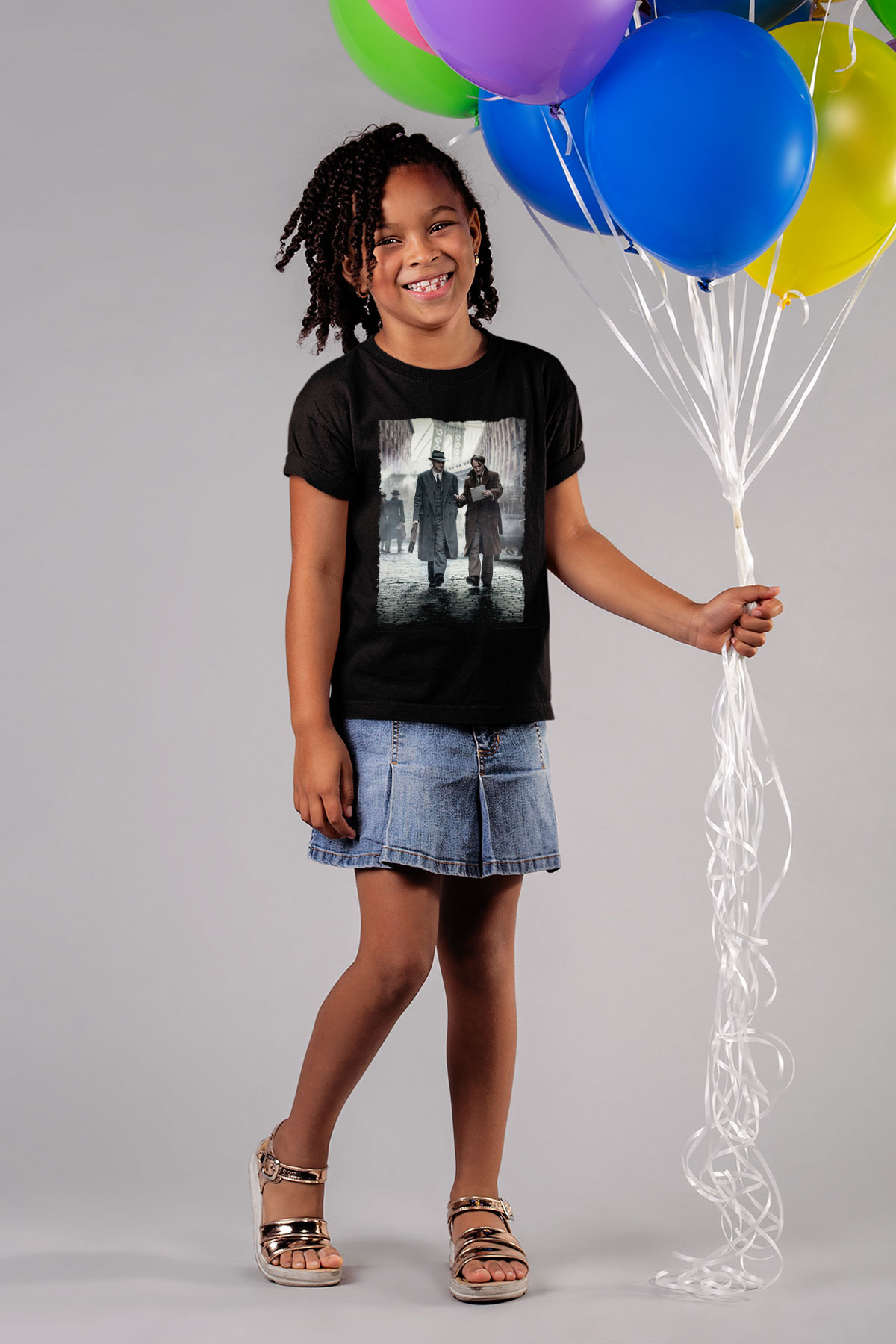 Unisex Genius Baskılı Siyah Çocuk Tshirt