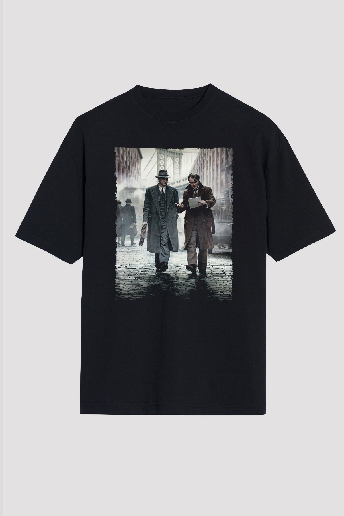 Unisex Genius Baskılı Siyah Oversize Tshirt