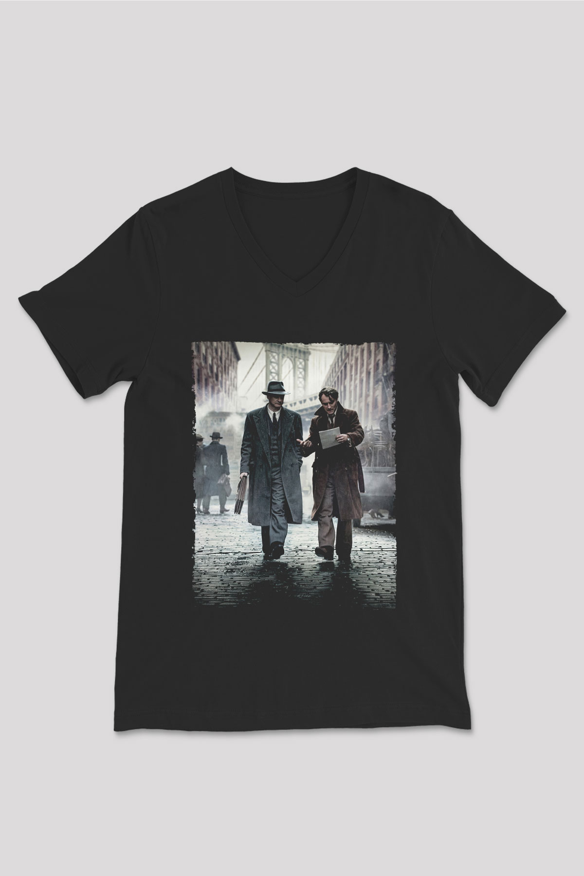 Unisex Genius Baskılı Siyah V Yaka Tshirt