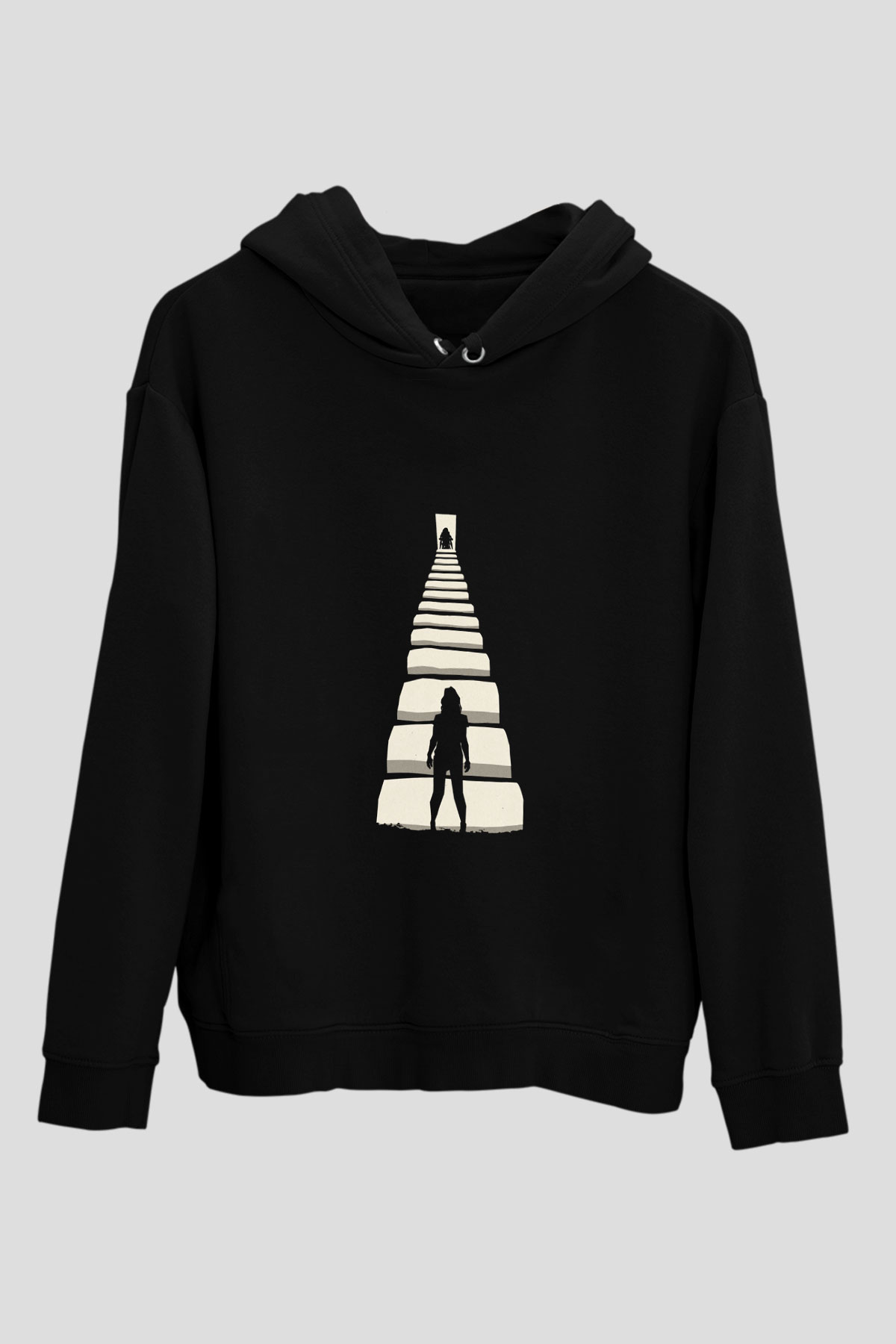 Unisex Gizli Gerçek (Run) Baskılı Siyah Kapüşonlu Sweatshirt