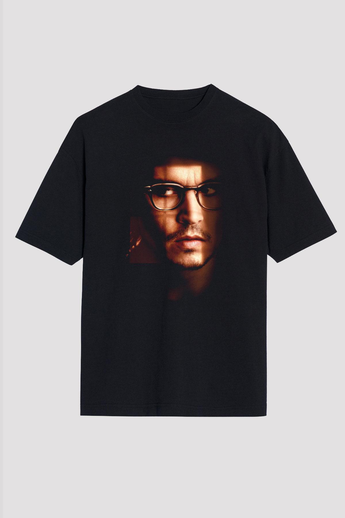 Unisex Gizli Pencere (Secret Window) Baskılı Siyah Oversize T-shirt