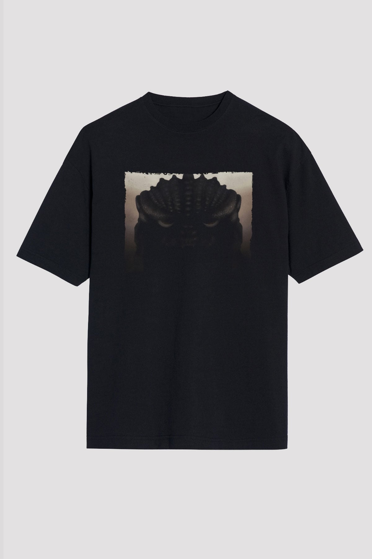 Unisex Godzilla Baskılı Siyah Oversize T-shirt