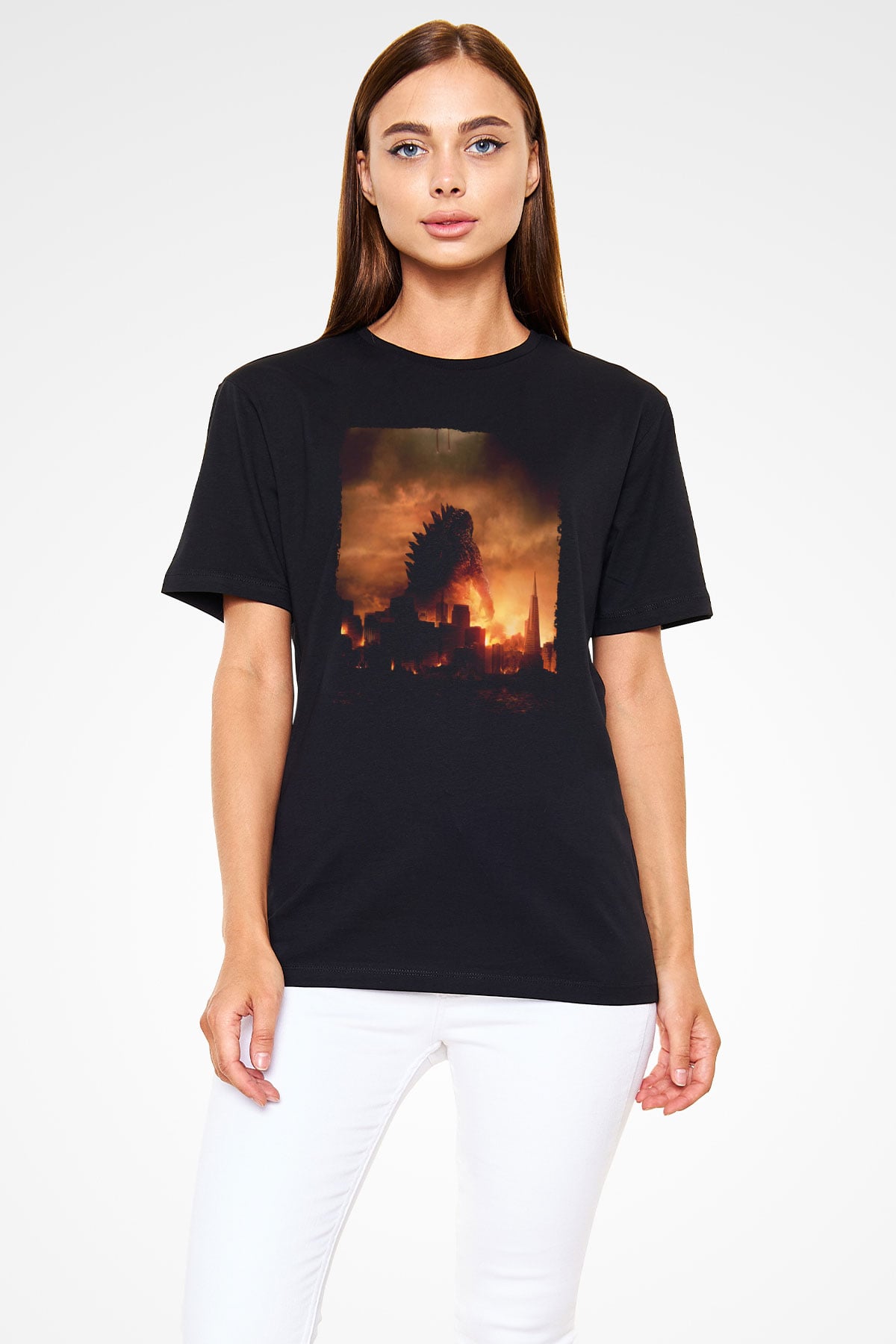 Godzilla Baskılı Siyah Tshirt