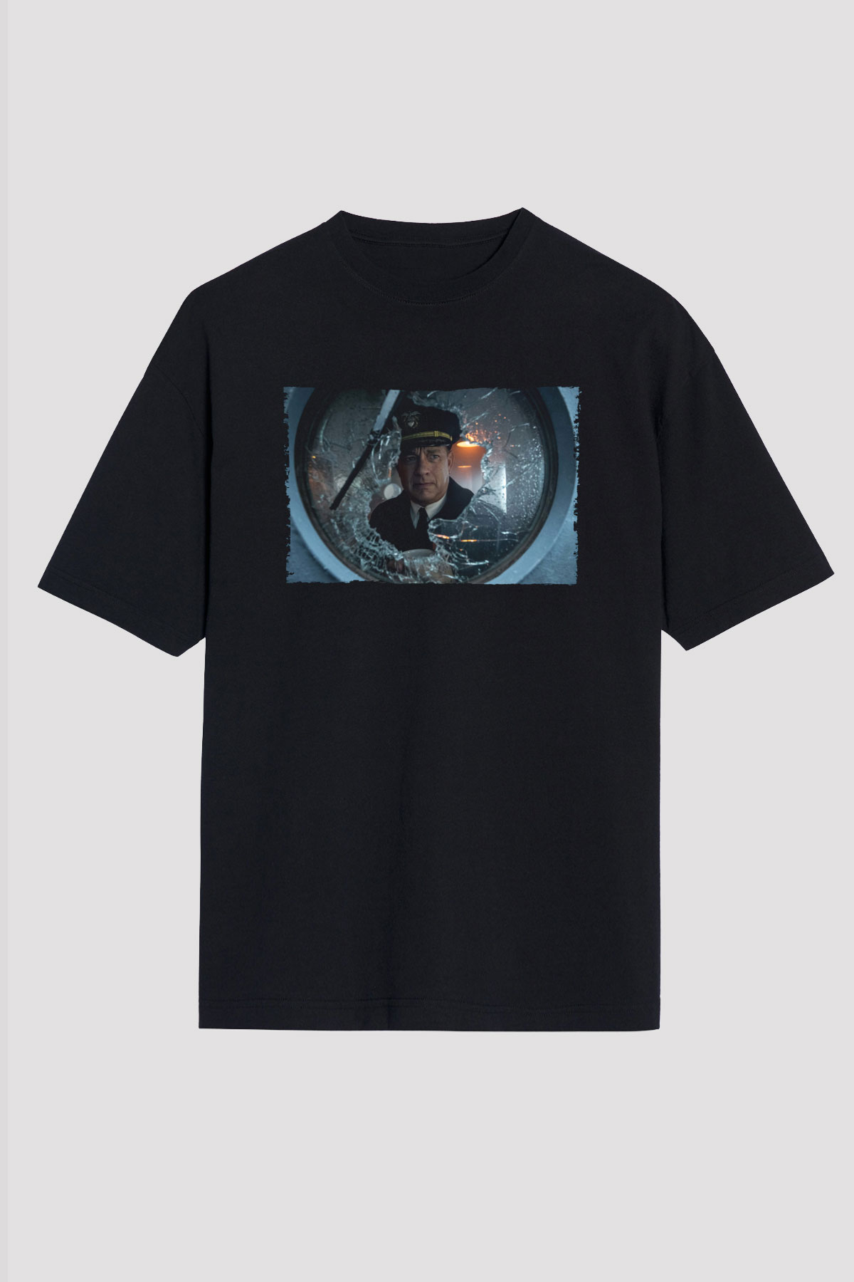 Unisex Greyhound Baskılı Siyah Oversize Tshirt