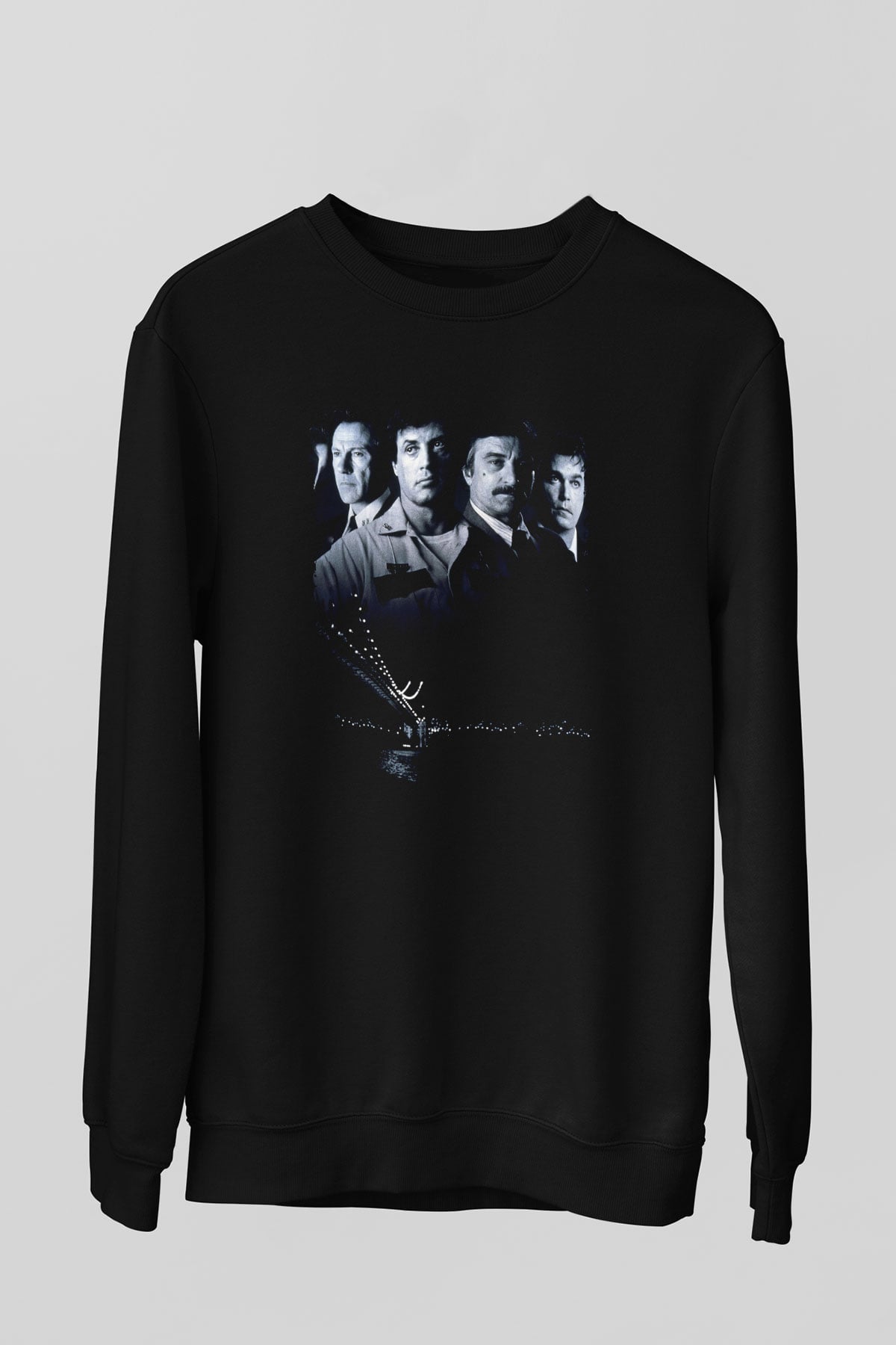 Unisex Güçlüler Bölgesi (Cop Land) Baskılı Siyah Sweatshirt