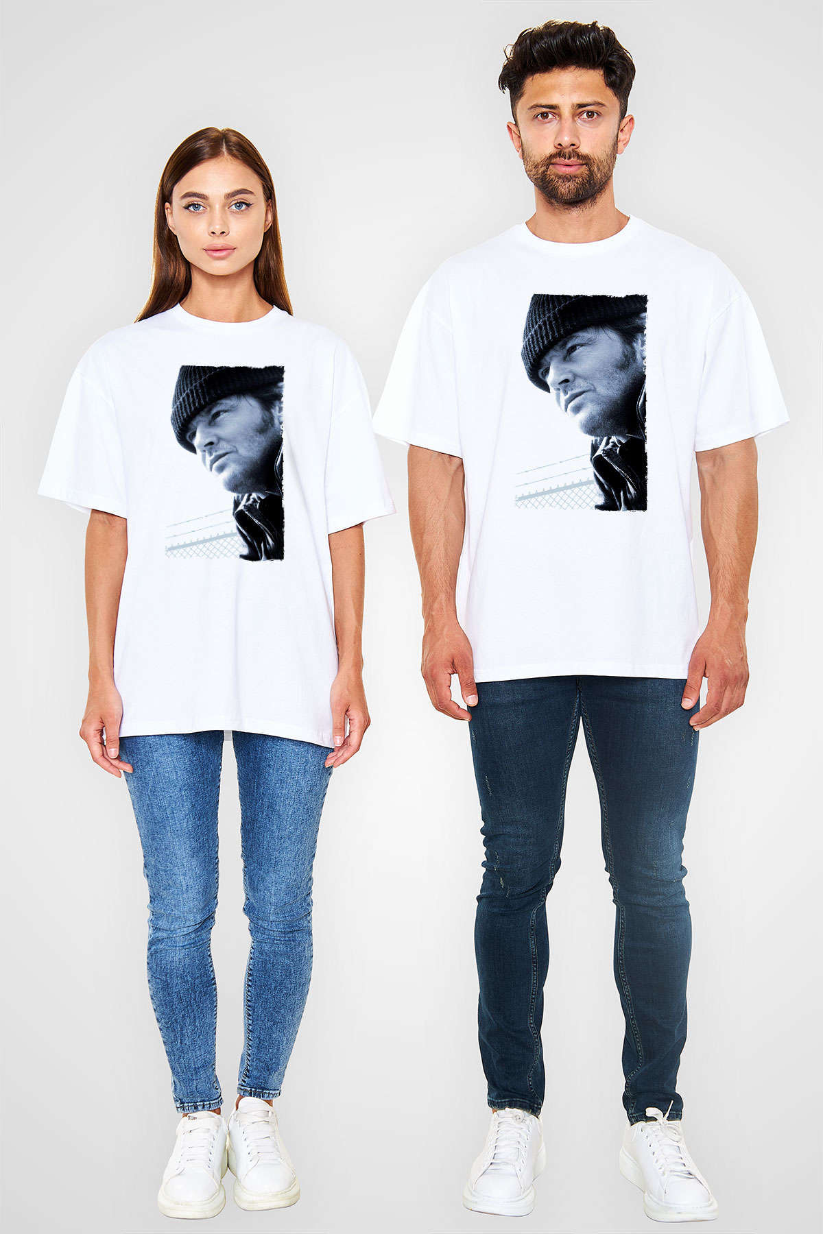 Unisex Guguk Kuşu (One Flew Over the Cuckoos Nest) Baskılı Beyaz Oversize Oversize T-shirt