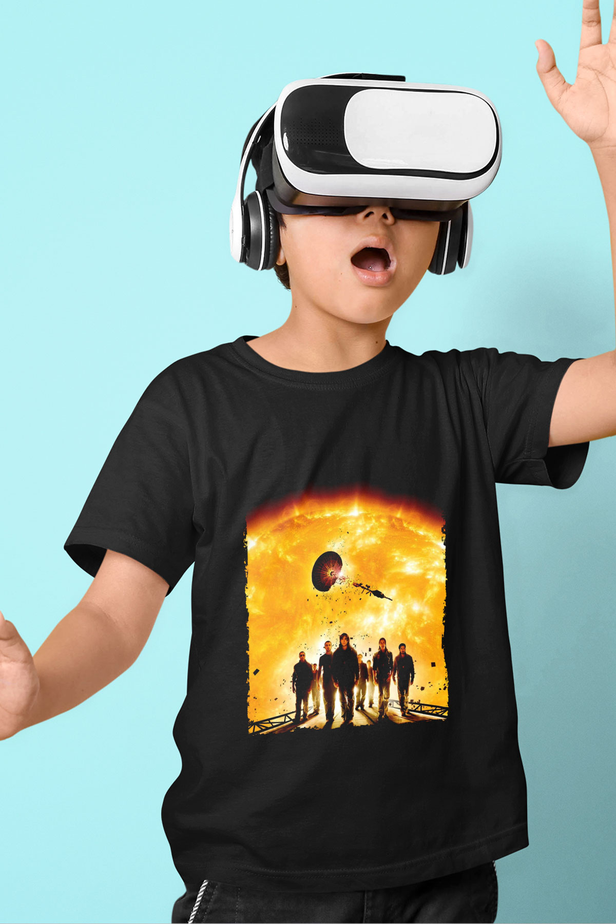 Unisex Gün Işığı (Sunshine) Baskılı Siyah Çocuk T-Shirt
